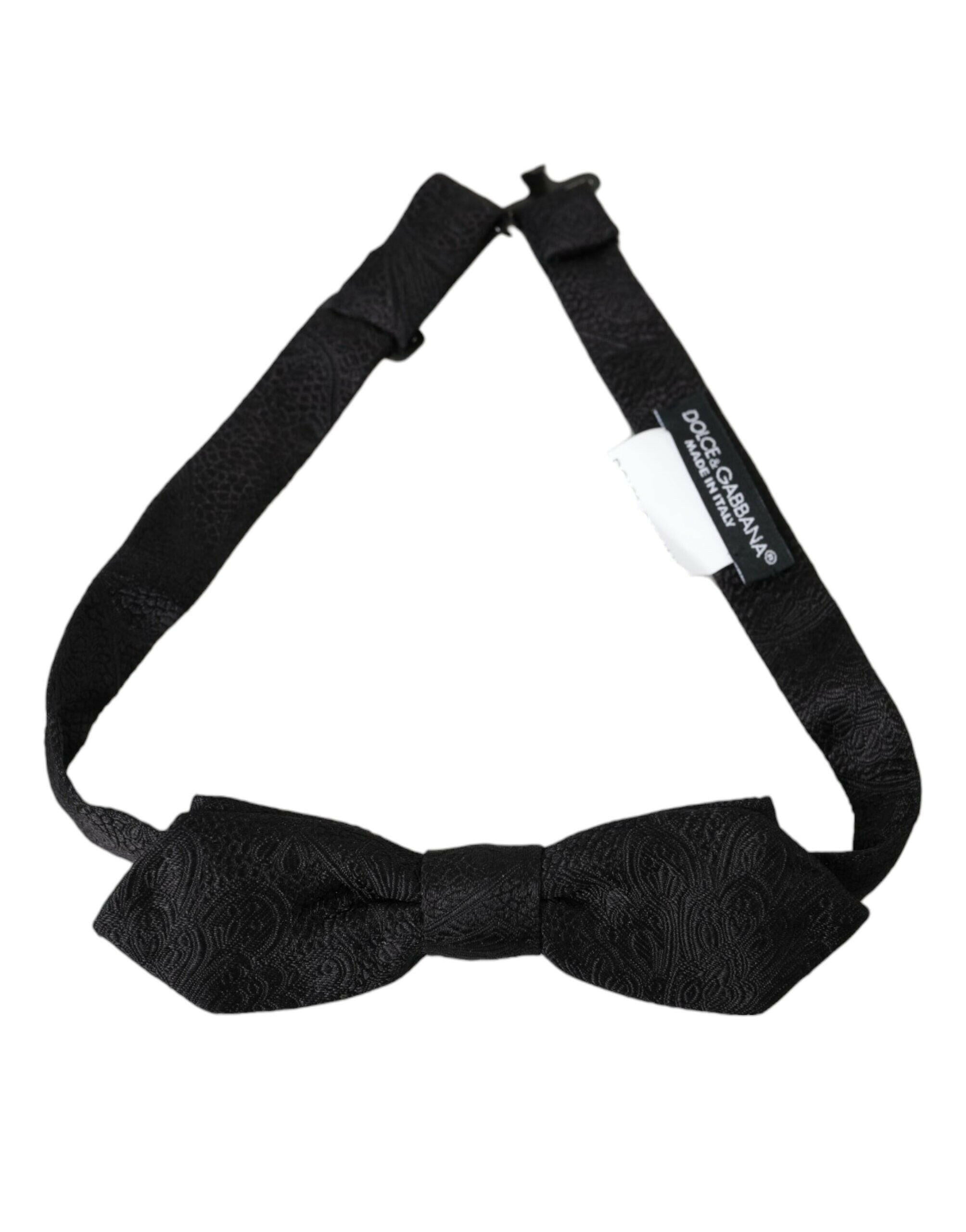 Dolce & Gabbana Black Brocade Silk Adjustable Neck Bow Tie -  Neckties, Men -  Dolce & Gabbana.