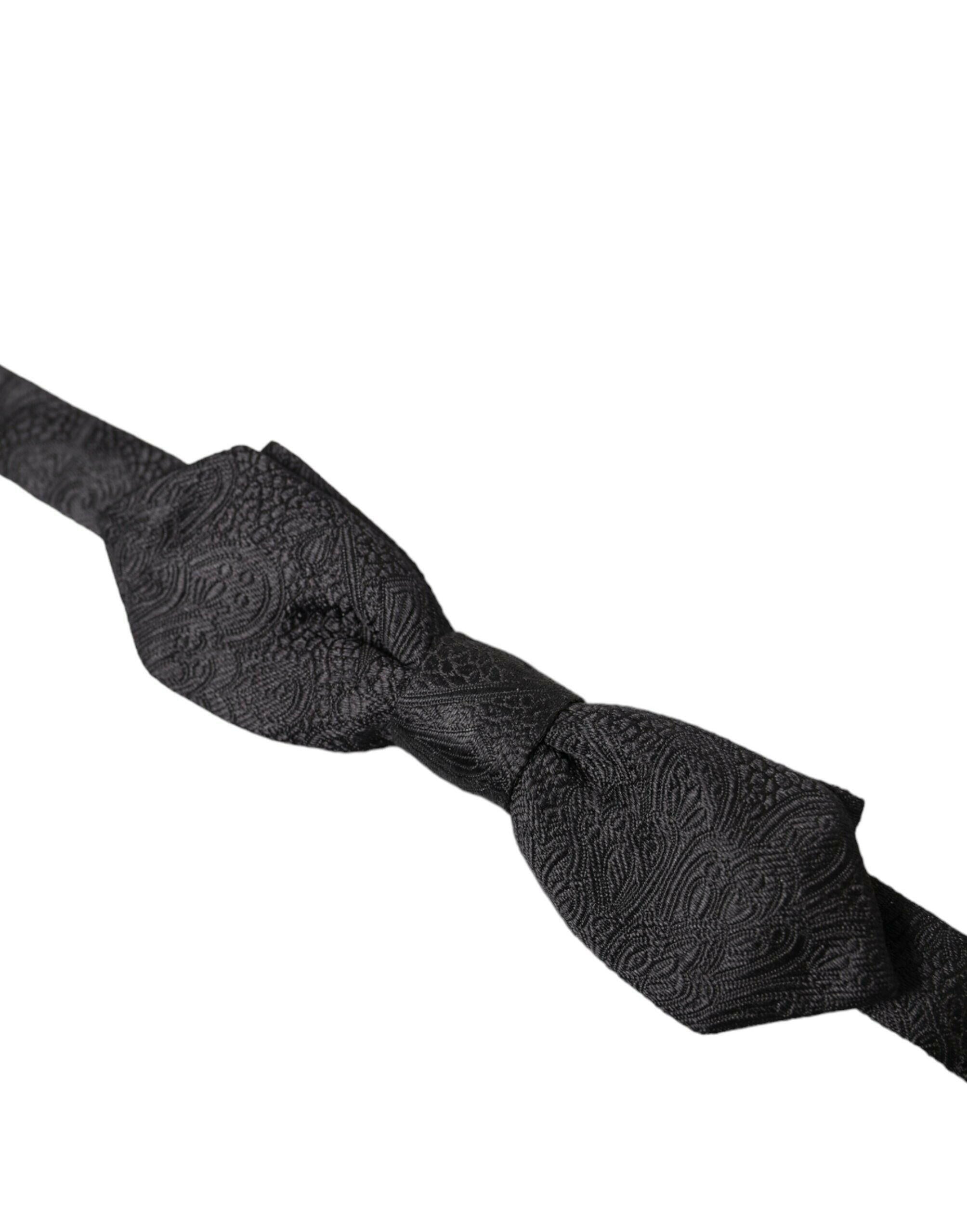 Dolce & Gabbana Black Brocade Silk Adjustable Neck Bow Tie -  Neckties, Men -  Dolce & Gabbana.