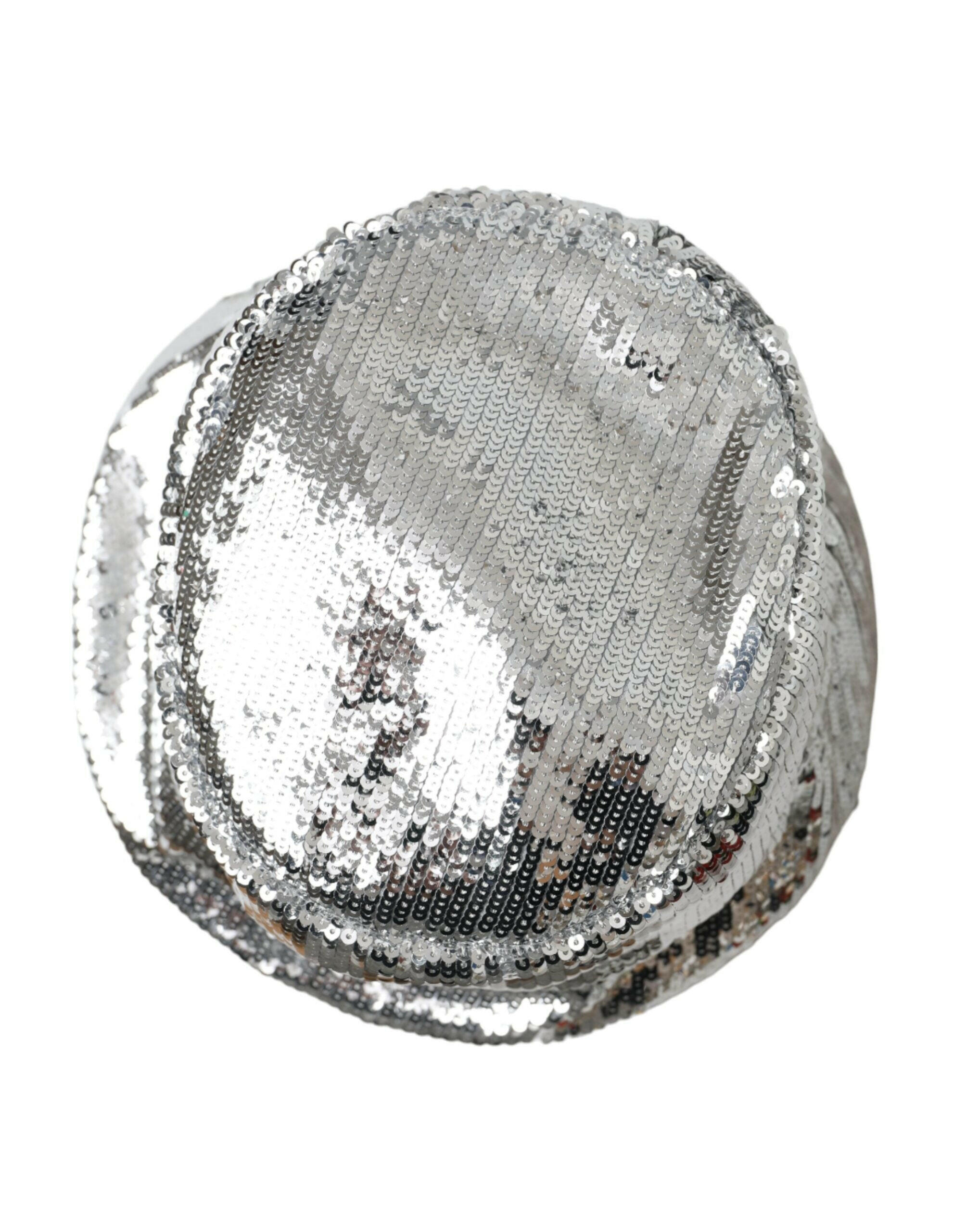 Dolce & Gabbana Silver Sequined Nylon Bucket Hat Men -   -  Dolce & Gabbana.