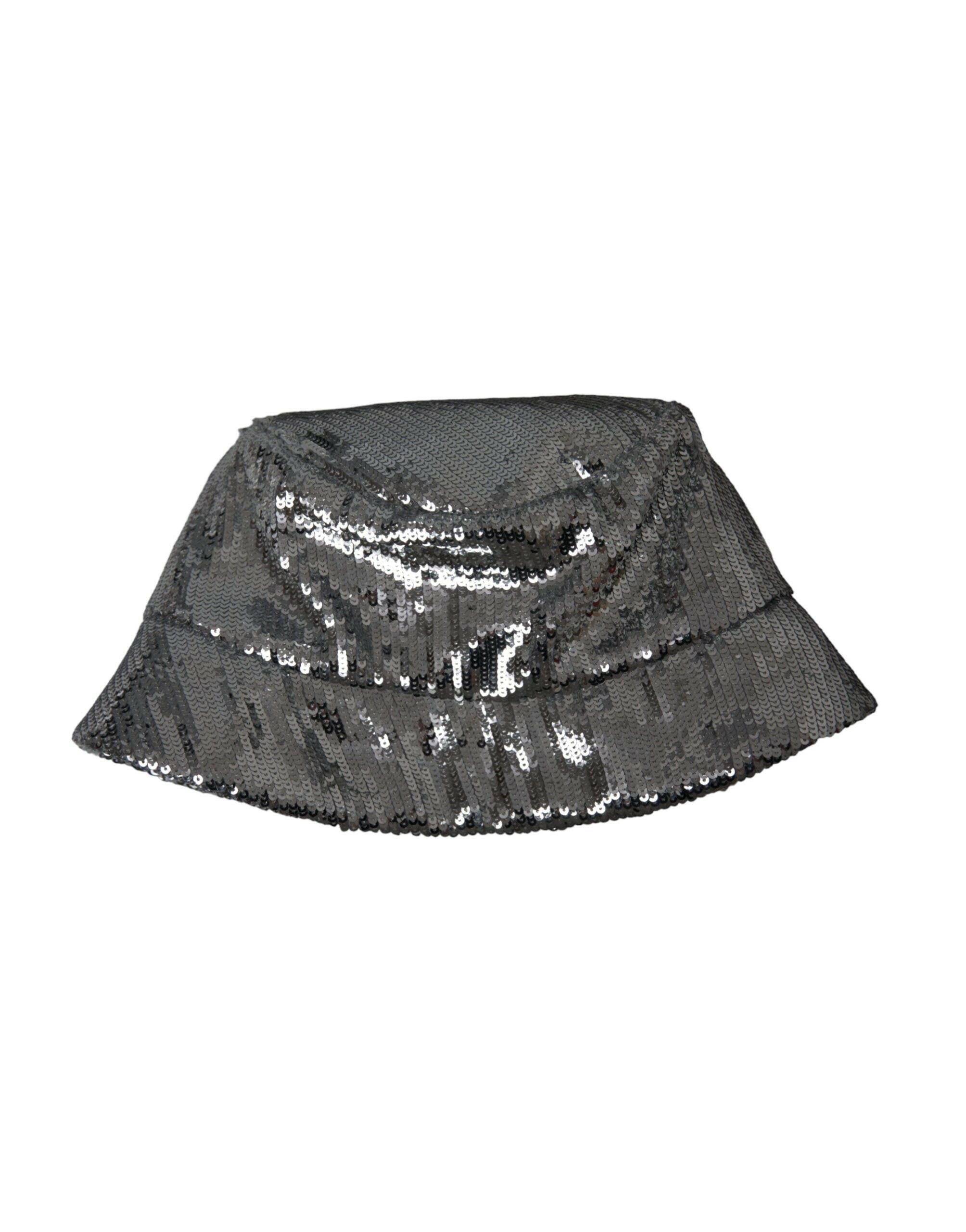 Dolce & Gabbana Silver Sequined Nylon Bucket Hat Men -   -  Dolce & Gabbana.