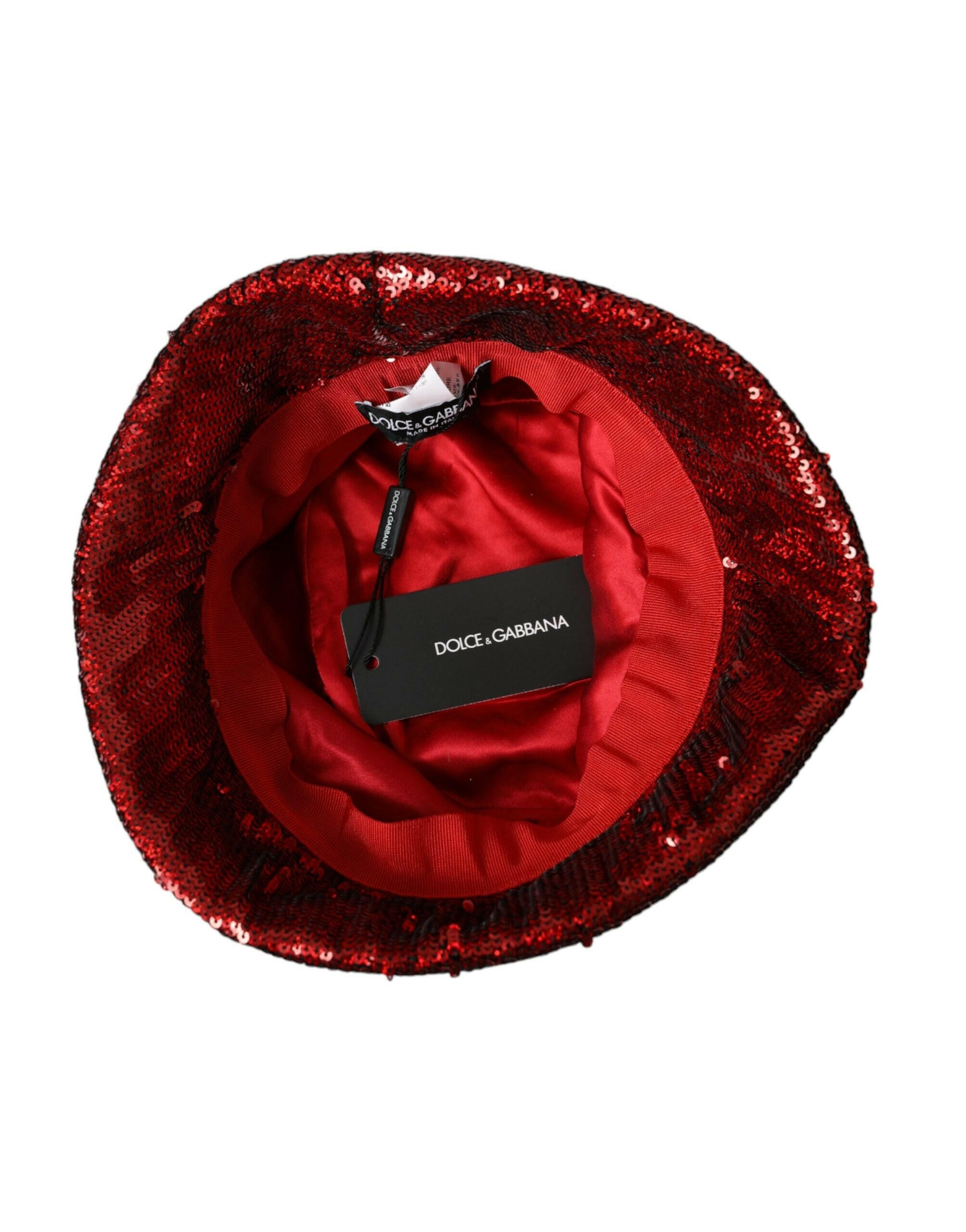 Dolce & Gabbana Red Sequined Nylon Bucket Hat Men -   -  Dolce & Gabbana.