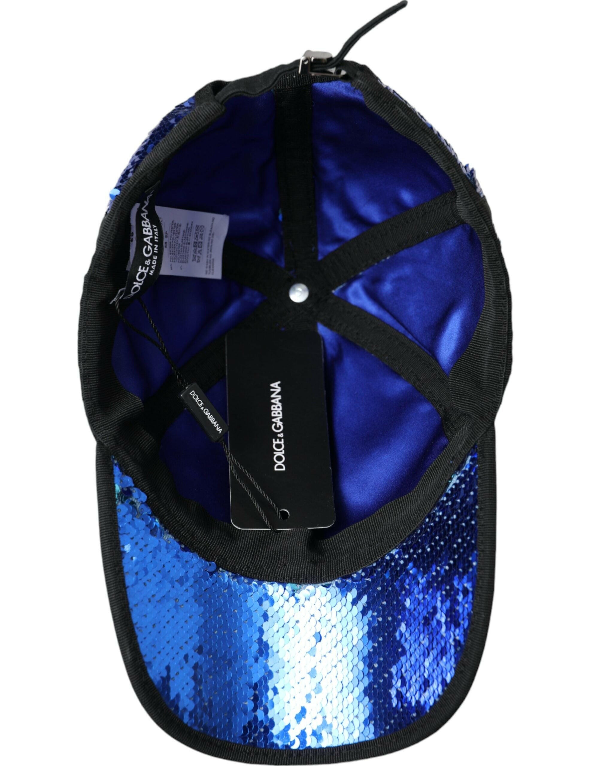 Dolce & Gabbana Royal Blue Sequin Baseball Hat Men -   -  Dolce & Gabbana.