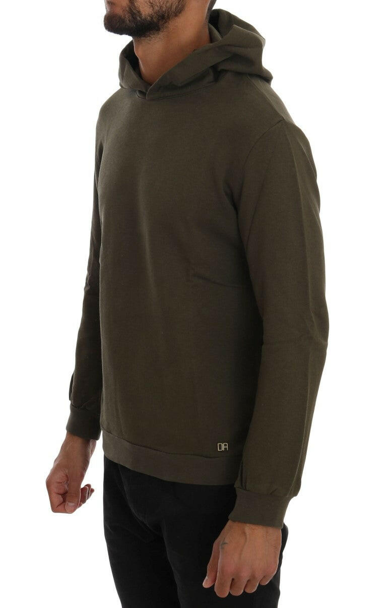 Daniele Alessandrini Green Pullover Hodded Cotton Sweater -   -  Daniele Alessandrini.