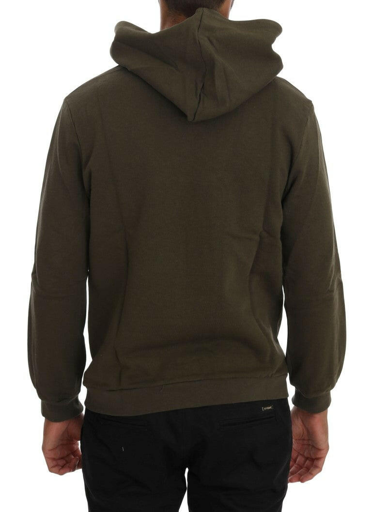 Daniele Alessandrini Green Pullover Hodded Cotton Sweater -   -  Daniele Alessandrini.