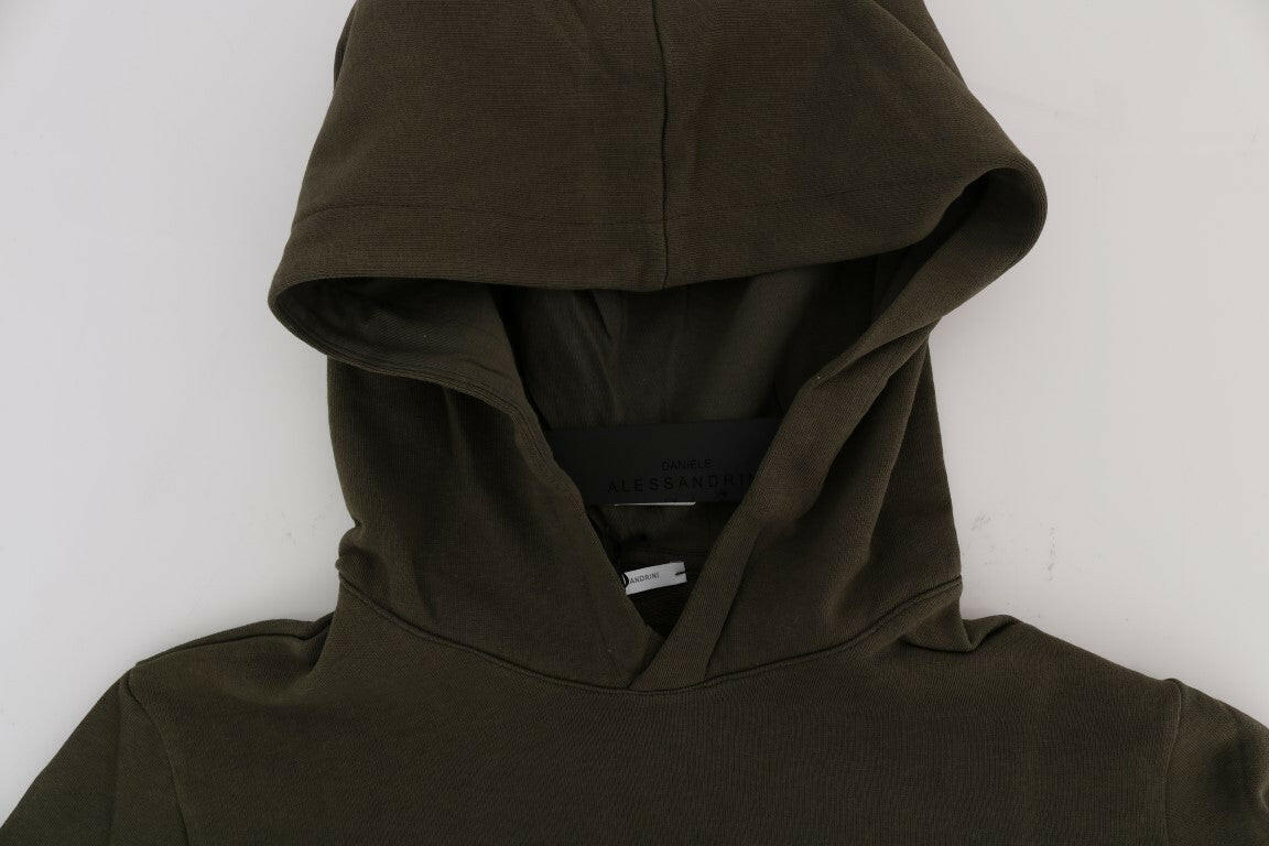 Daniele Alessandrini Green Pullover Hodded Cotton Sweater -   -  Daniele Alessandrini.