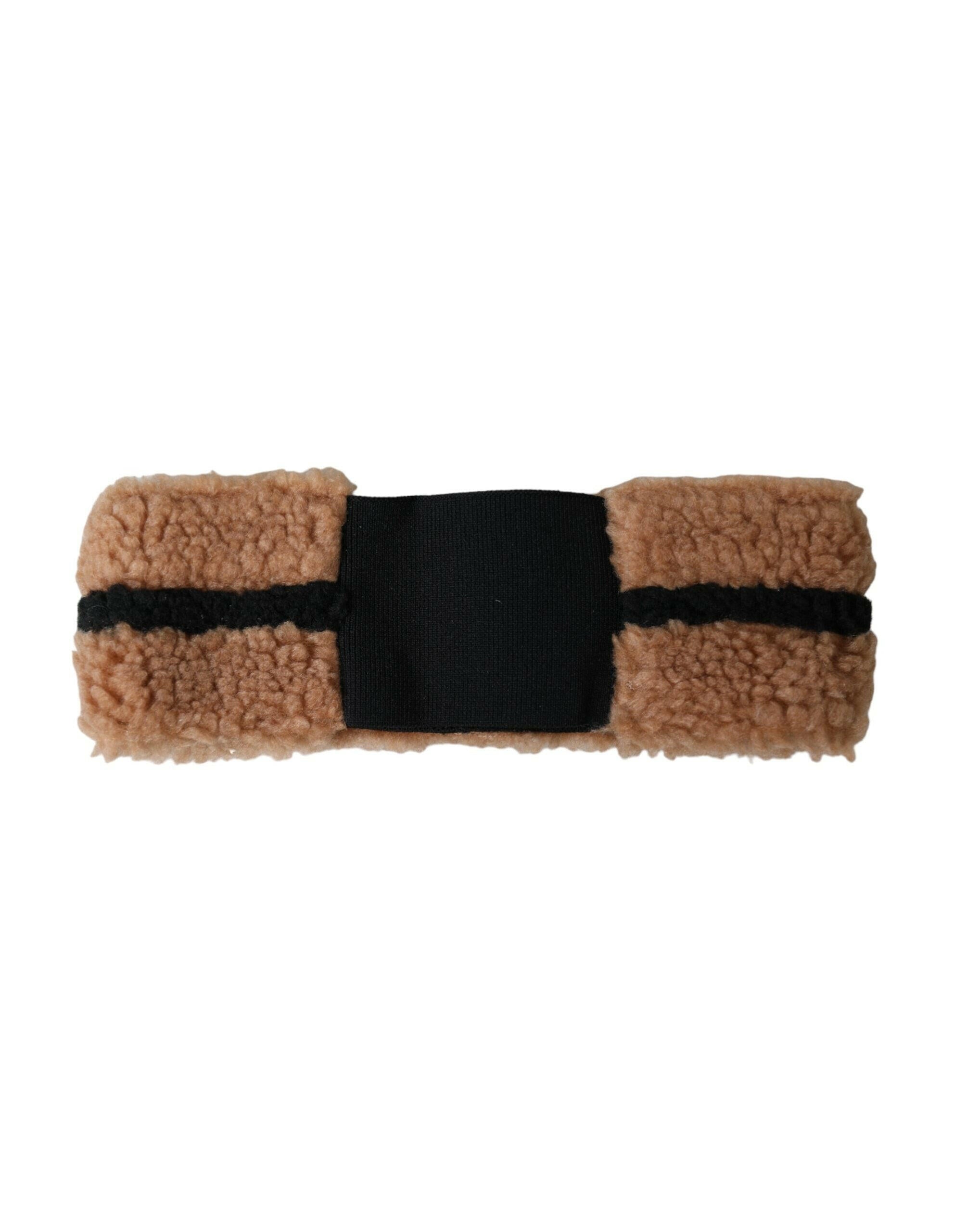 Dolce & Gabbana Brown Black Fleece Wool Head Band Hat Men -   -  Dolce & Gabbana.