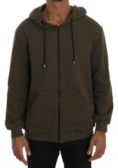 Daniele Alessandrini Green Full Zipper Hodded Cotton Sweater -   -  Daniele Alessandrini.