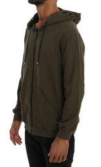 Daniele Alessandrini Green Full Zipper Hodded Cotton Sweater -   -  Daniele Alessandrini.