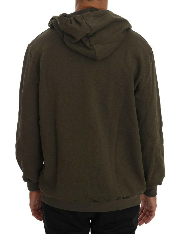 Daniele Alessandrini Green Full Zipper Hodded Cotton Sweater -   -  Daniele Alessandrini.