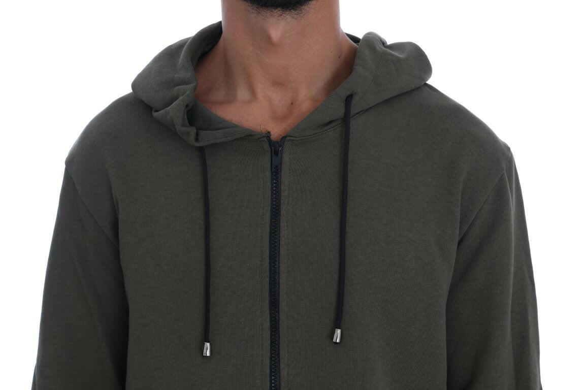 Daniele Alessandrini Green Full Zipper Hodded Cotton Sweater -   -  Daniele Alessandrini.