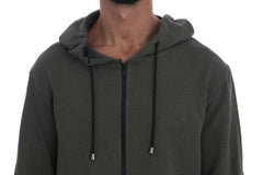 Daniele Alessandrini Green Full Zipper Hodded Cotton Sweater -   -  Daniele Alessandrini.