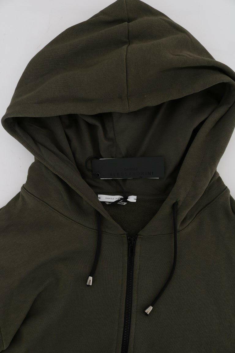 Daniele Alessandrini Green Full Zipper Hodded Cotton Sweater -   -  Daniele Alessandrini.