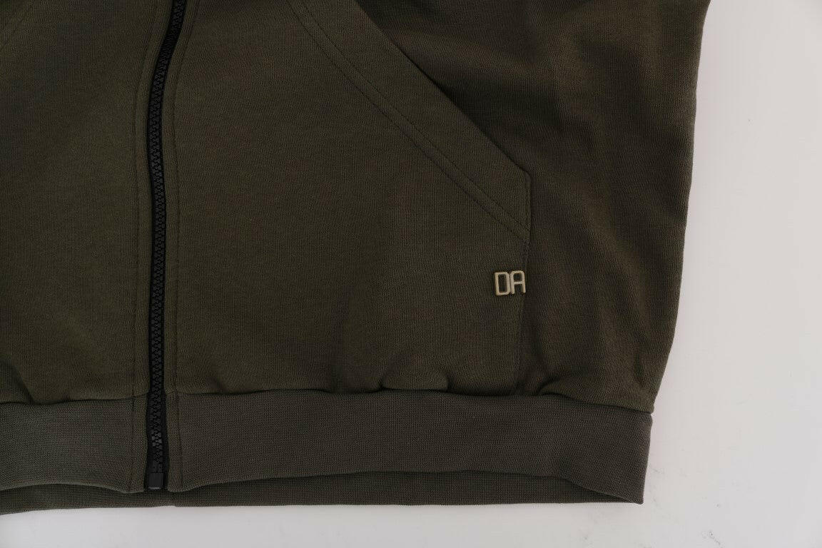Daniele Alessandrini Green Full Zipper Hodded Cotton Sweater -   -  Daniele Alessandrini.