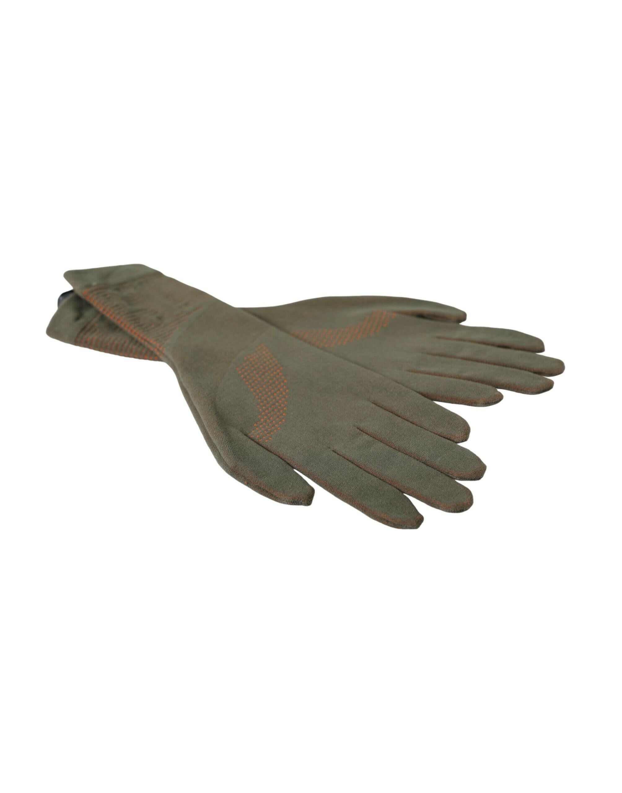 Dolce & Gabbana Brown Cotton Stretch Wrist Length Gloves -   -  Dolce & Gabbana.