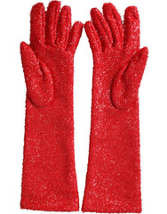 Dolce & Gabbana Red Lurex Fantasia Mid Arm Length Gloves -   -  Dolce & Gabbana.