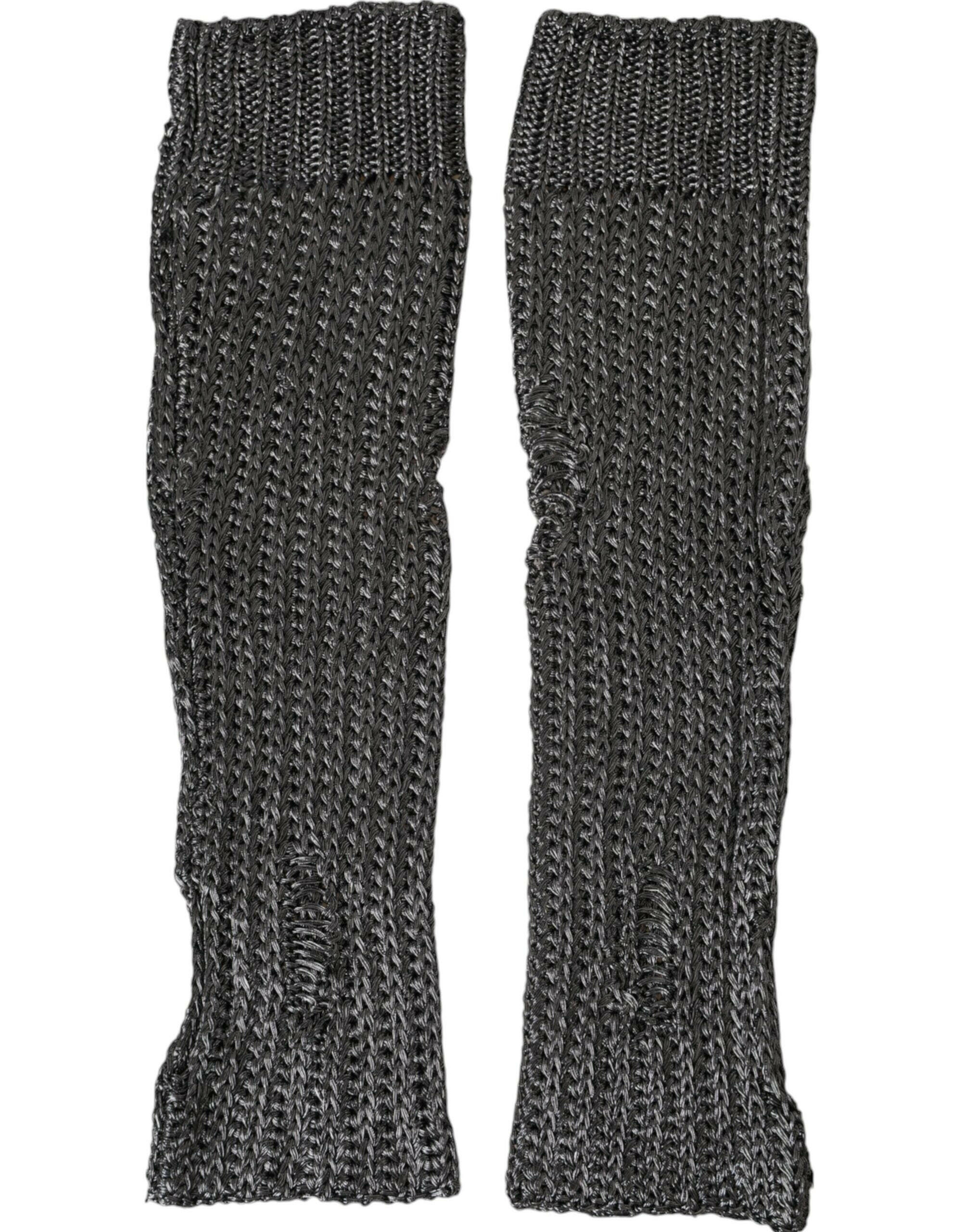 Dolce & Gabbana Gray Viscose Knitted Finger Less Gloves -   -  Dolce & Gabbana.