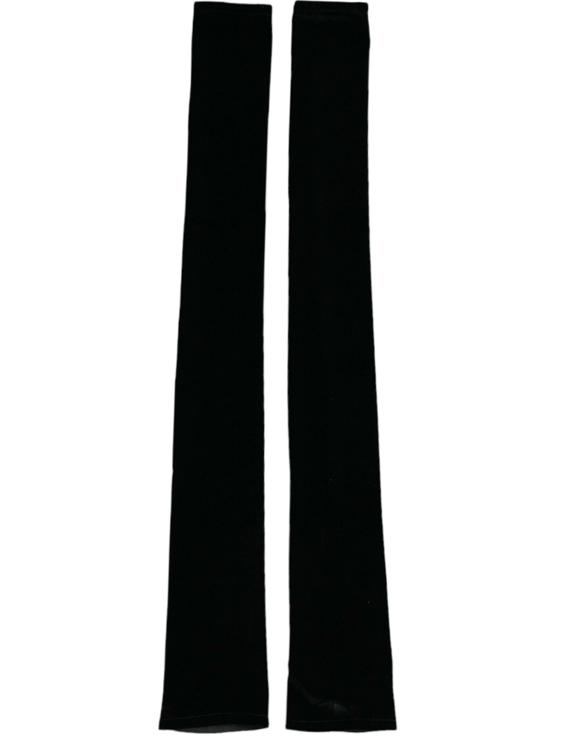 Dolce & Gabbana Black Nylon Finger Less Elbow Long Gloves -   -  Dolce & Gabbana.