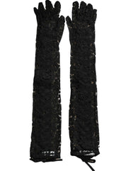 Dolce & Gabbana Black Taormina Lace Elbow Length Gloves -   -  Dolce & Gabbana.