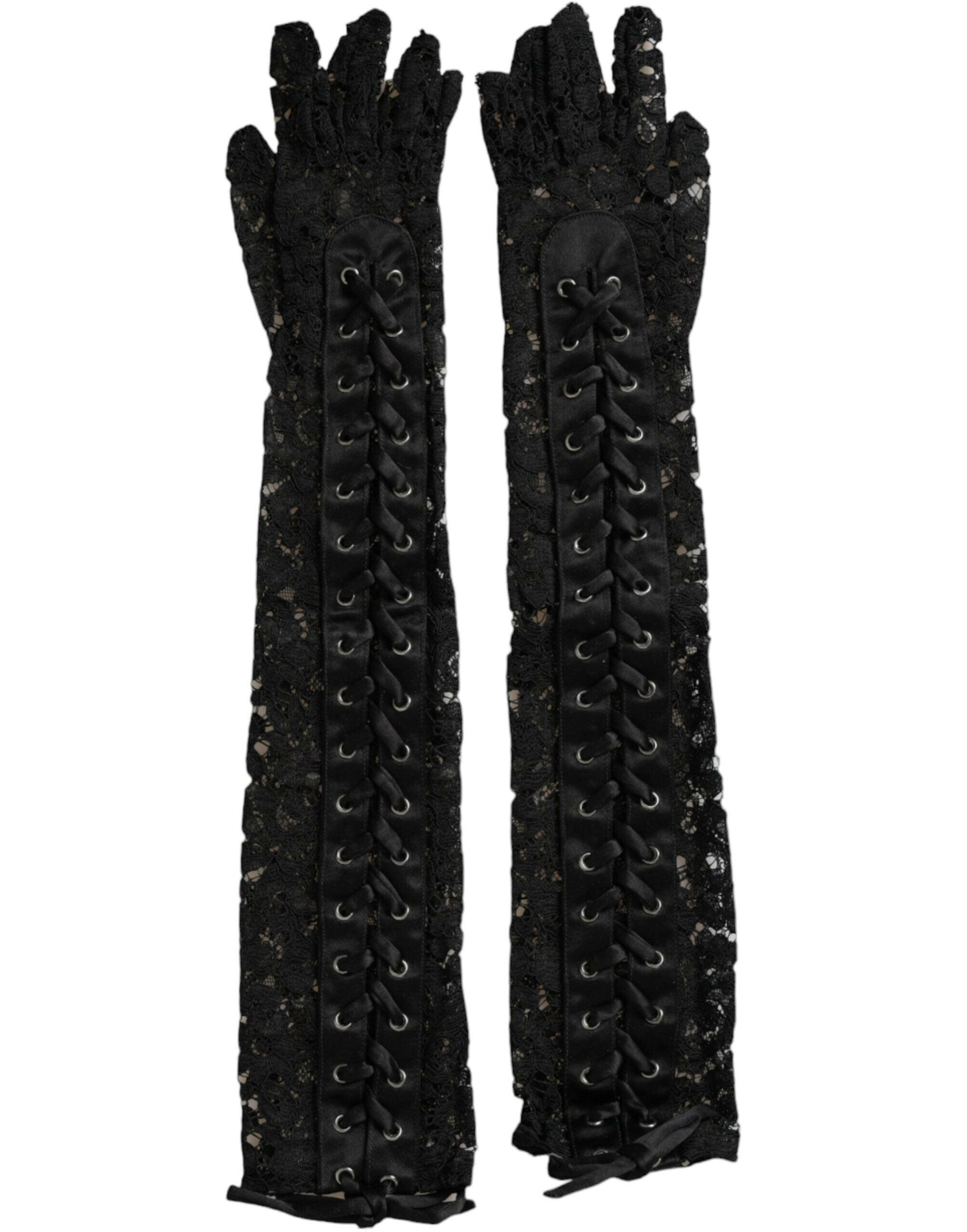Dolce & Gabbana Black Taormina Lace Elbow Length Gloves -   -  Dolce & Gabbana.