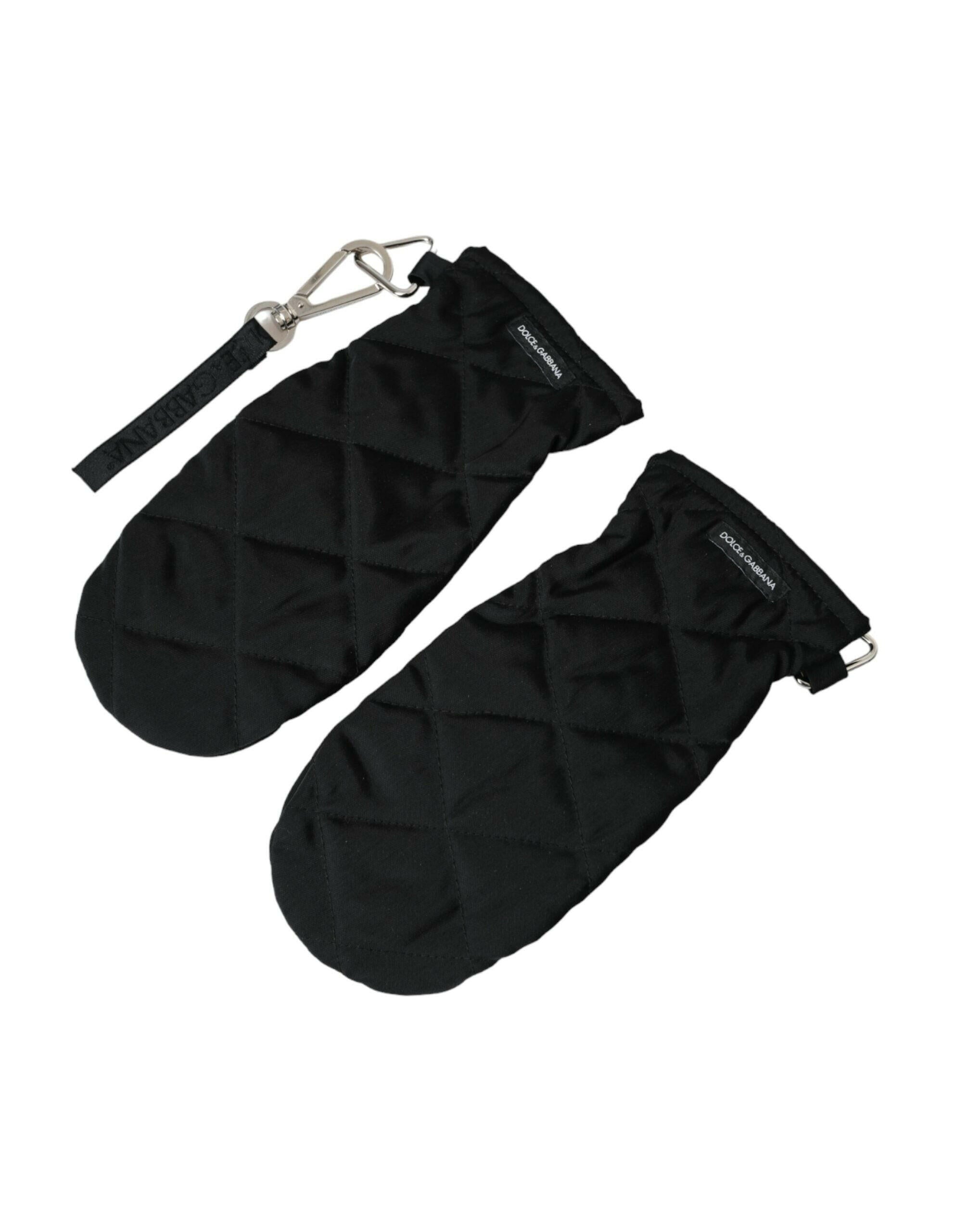 Dolce & Gabbana Black Quilted Nylon Wrist Length Mitten Gloves -   -  Dolce & Gabbana.