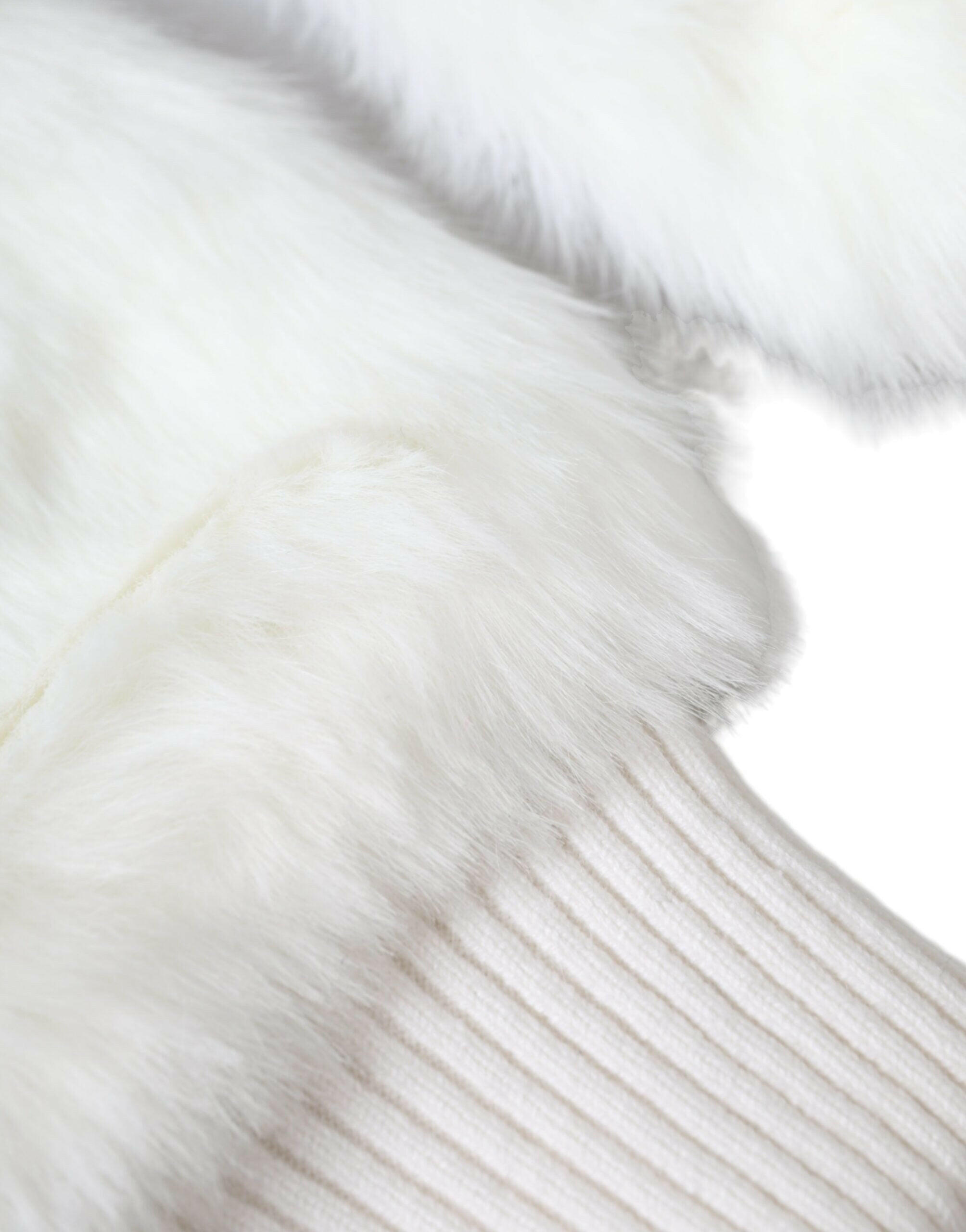 Dolce & Gabbana White Acrylic Knitted Fur Wrist Mitten Gloves -   -  Dolce & Gabbana.