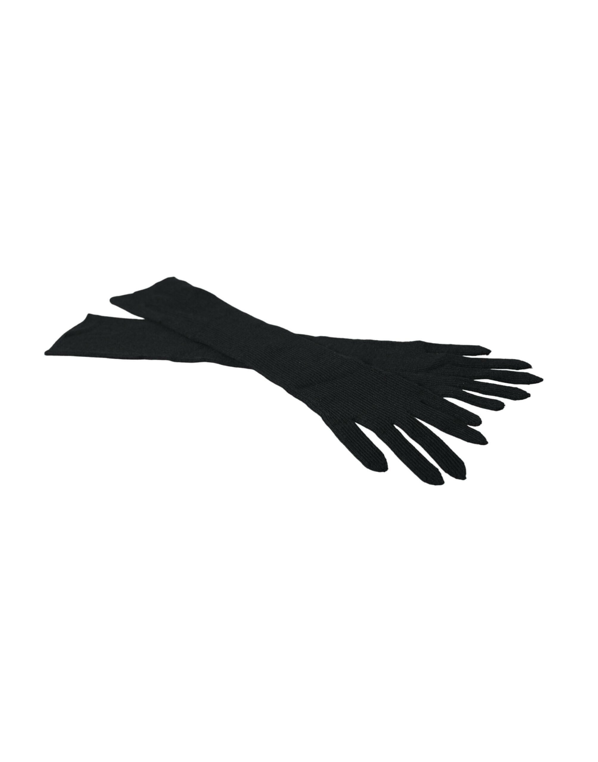 Dolce & Gabbana Black Cashmere Knitted Elbow Length Gloves -   -  Dolce & Gabbana.