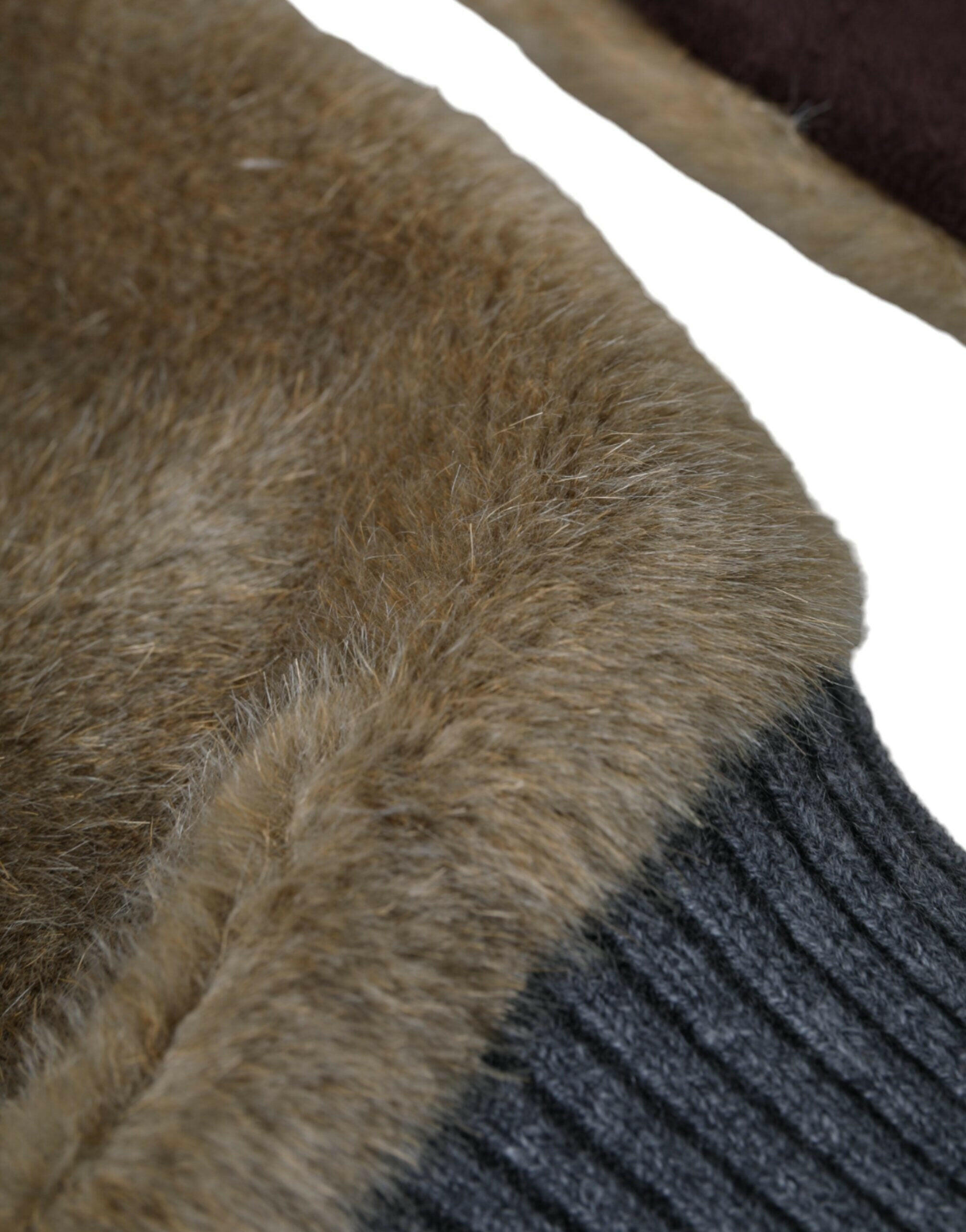 Dolce & Gabbana Beige Acrylic Knitted Fur Wrist Mitten Gloves -   -  Dolce & Gabbana.