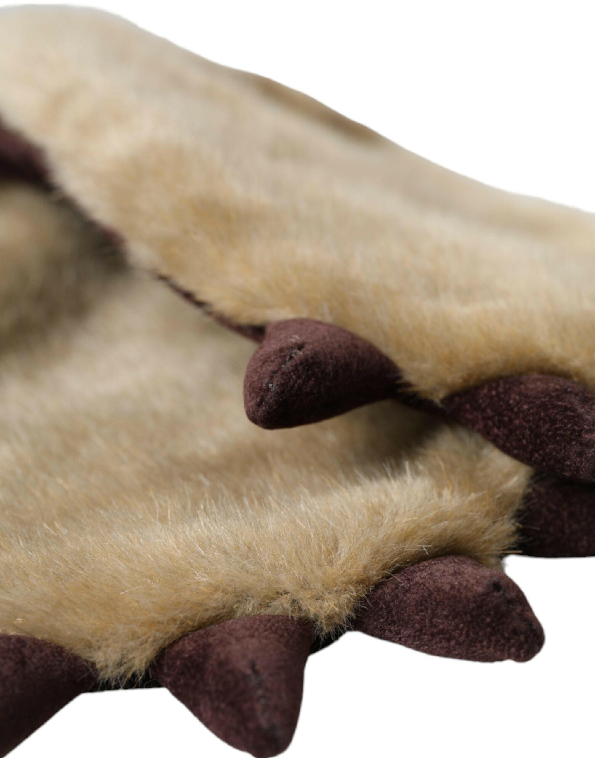 Dolce & Gabbana Beige Acrylic Knitted Fur Wrist Mitten Gloves -   -  Dolce & Gabbana.