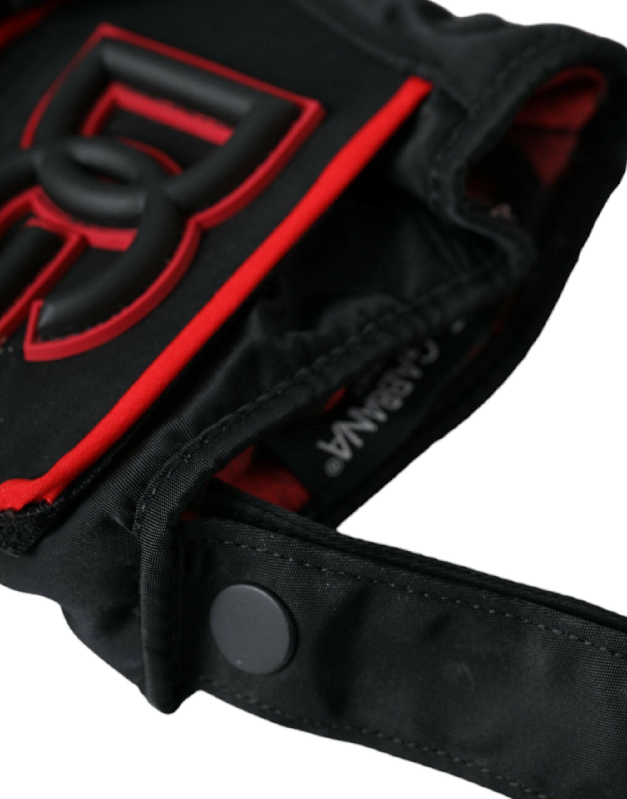 Dolce & Gabbana Black Red Nylon Wrist Length Gloves -   -  Dolce & Gabbana.