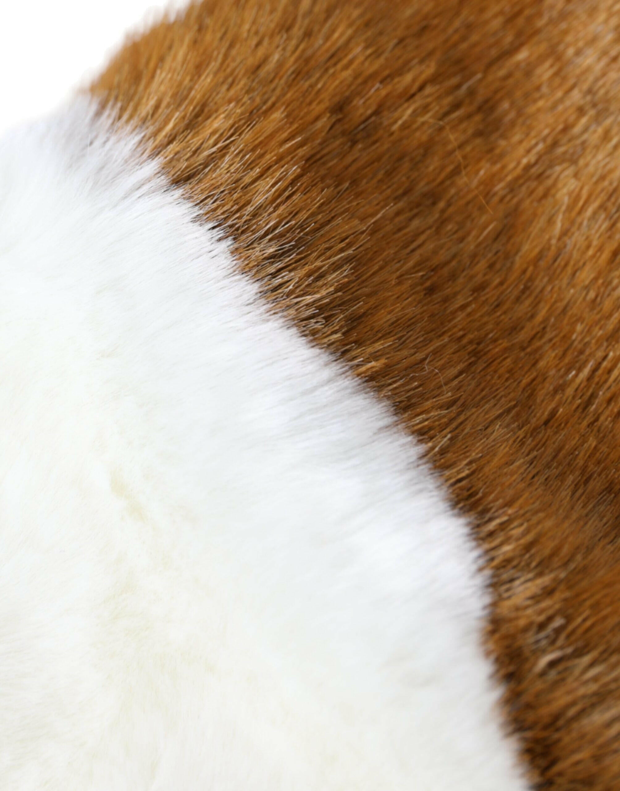 Dolce & Gabbana Brown White Acrylic Knitted Fur Mitten Gloves -   -  Dolce & Gabbana.