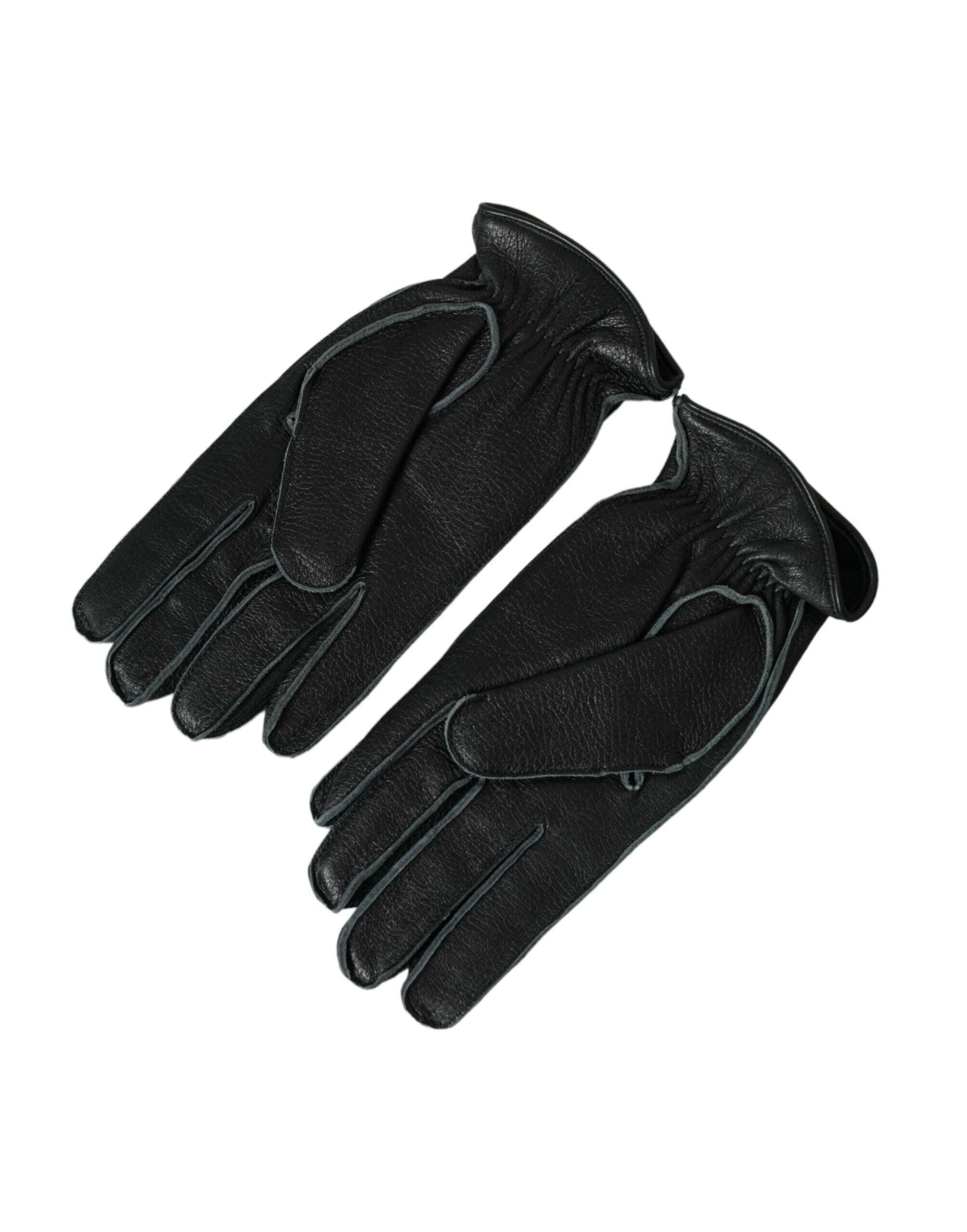 Dolce & Gabbana Black Deer Leather Wrist Length Gloves -   -  Dolce & Gabbana.