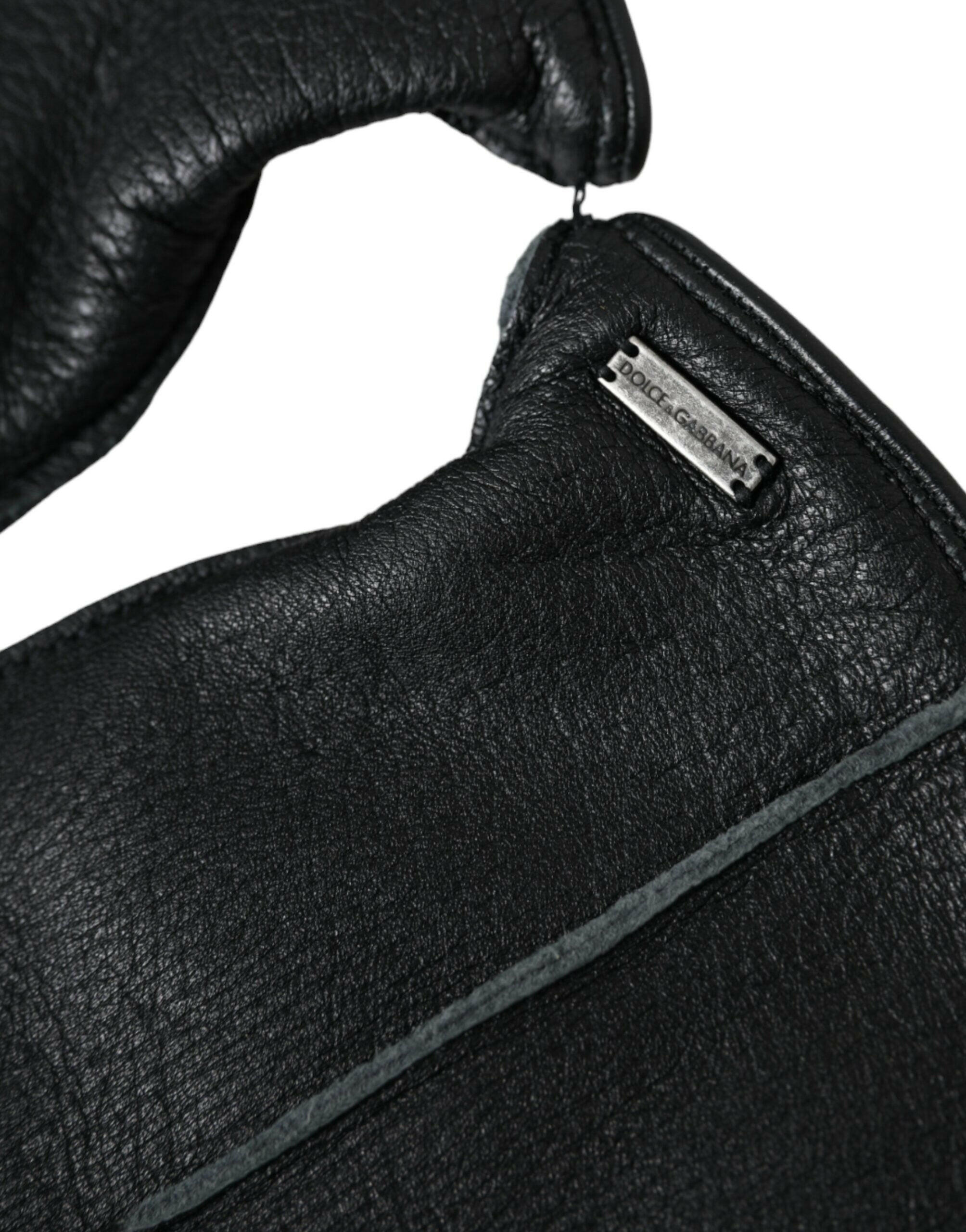 Dolce & Gabbana Black Deer Leather Wrist Length Gloves -   -  Dolce & Gabbana.