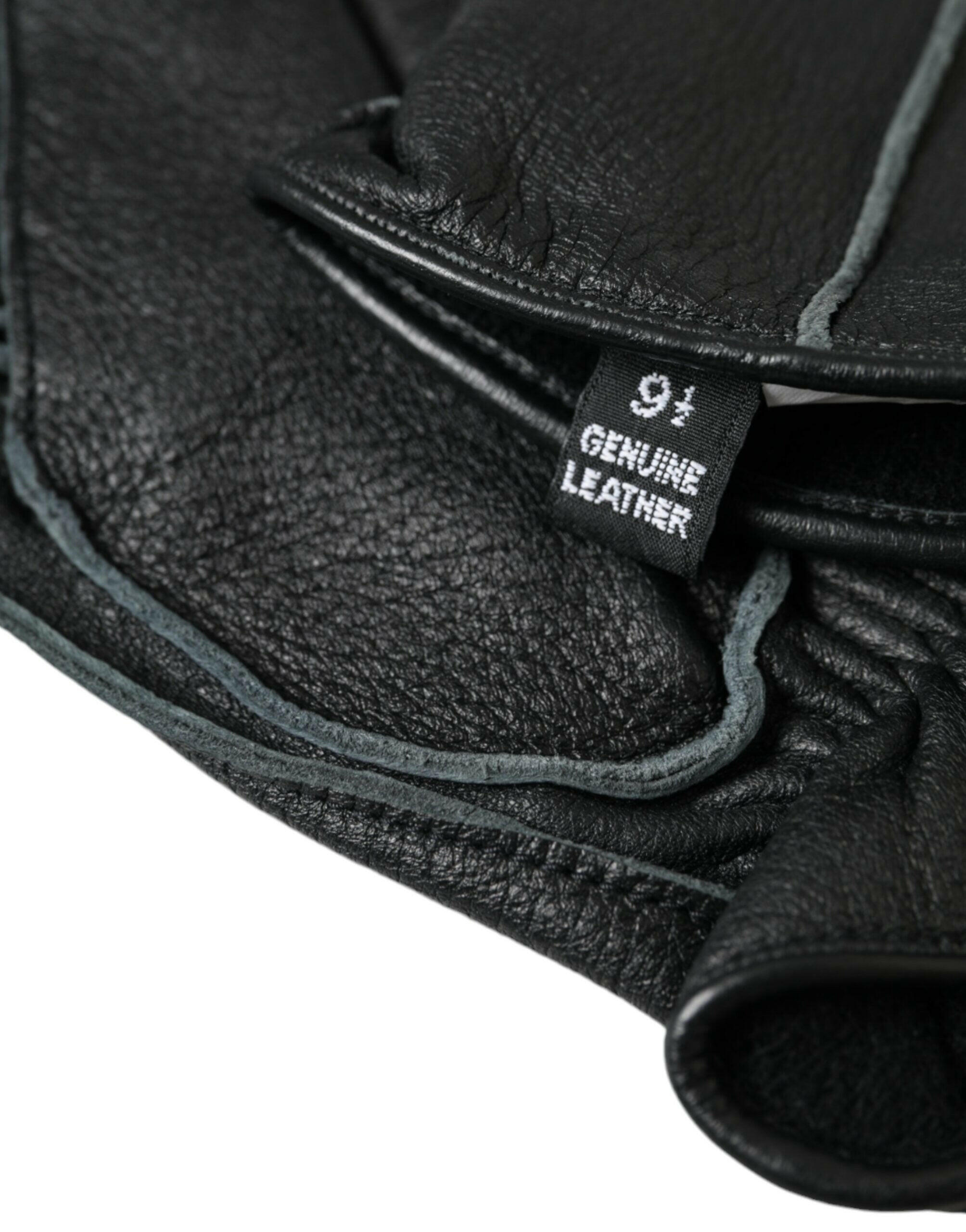 Dolce & Gabbana Black Deer Leather Wrist Length Gloves -   -  Dolce & Gabbana.