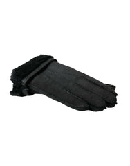 Dolce & Gabbana Black Leather Fur Short Hands Gloves -   -  Dolce & Gabbana.