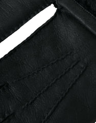 Dolce & Gabbana Black Leather Fur Short Hands Gloves -   -  Dolce & Gabbana.