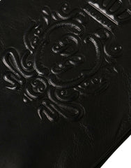 Dolce & Gabbana Black Leather Embossed Logo Short Hands Gloves -   -  Dolce & Gabbana.