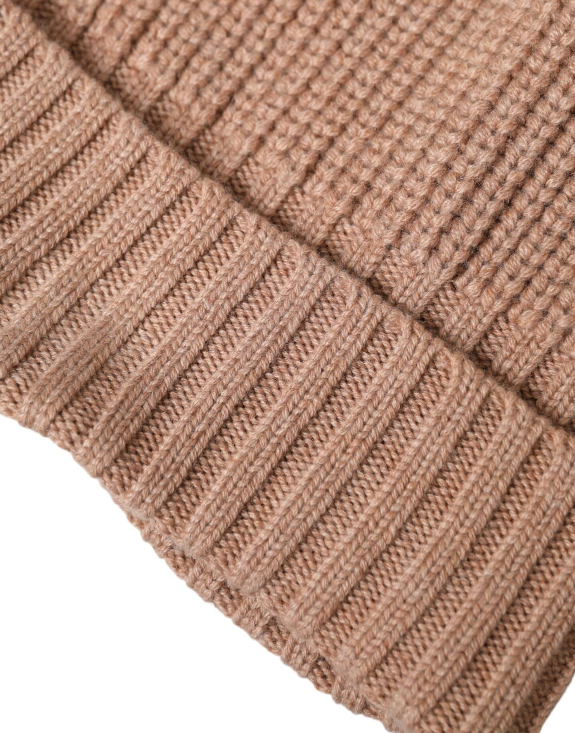 Dolce & Gabbana Brown Solid Knitted Fur Ball Winter Beanie Hat -   -  Dolce & Gabbana.