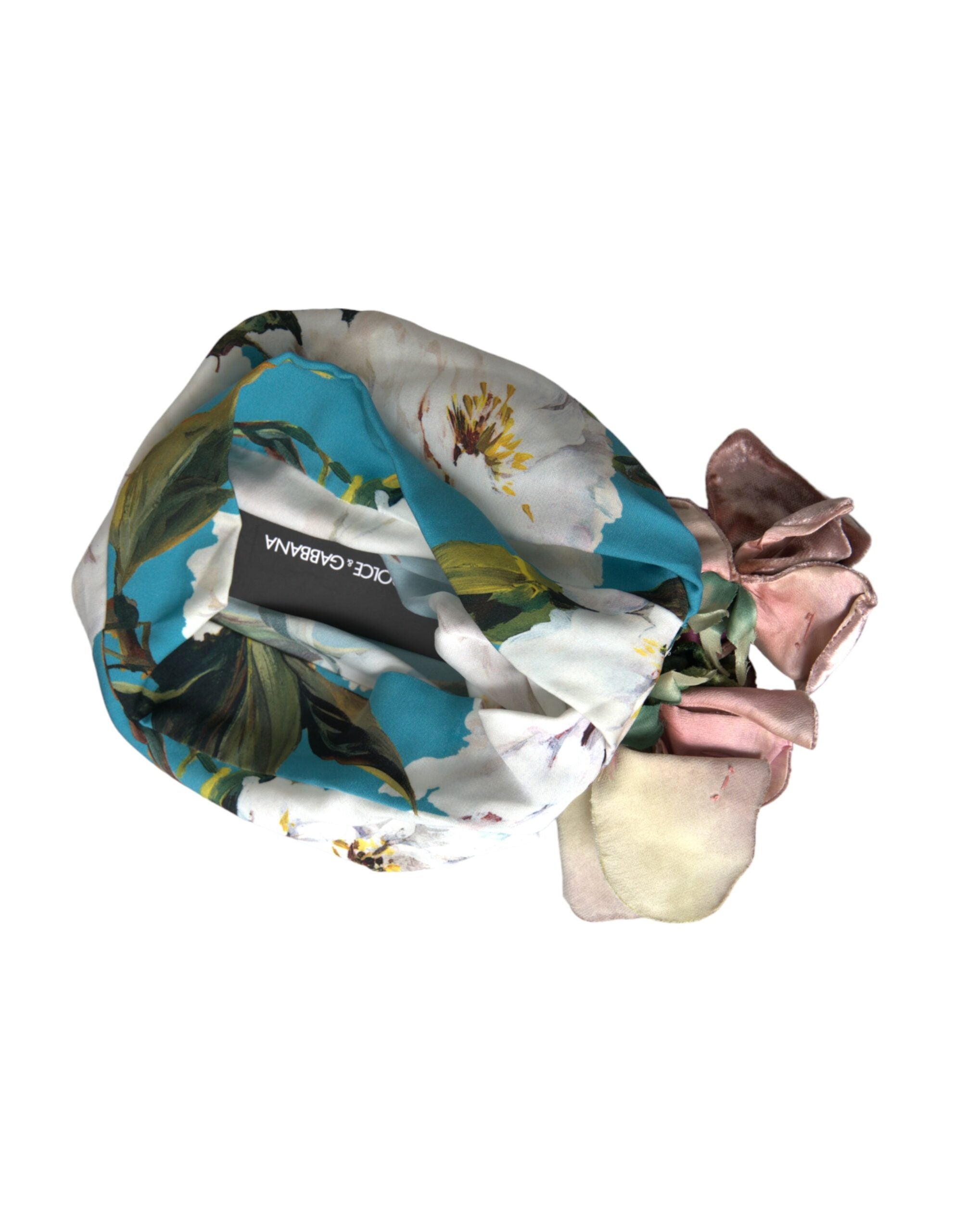 Dolce & Gabbana Blue Floral Motif Turban Head Hat Women -   -  Dolce & Gabbana.