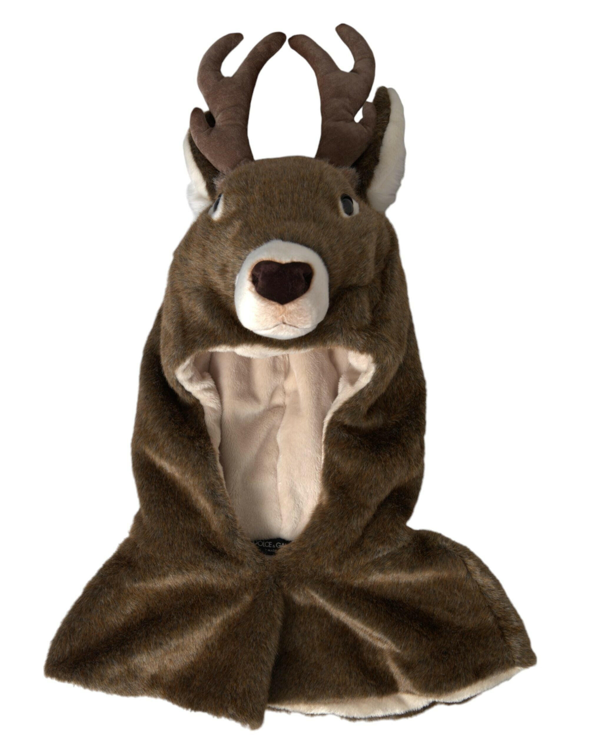 Dolce & Gabbana Brown Deer Faux Fur Whole Head Hat -   -  Dolce & Gabbana.