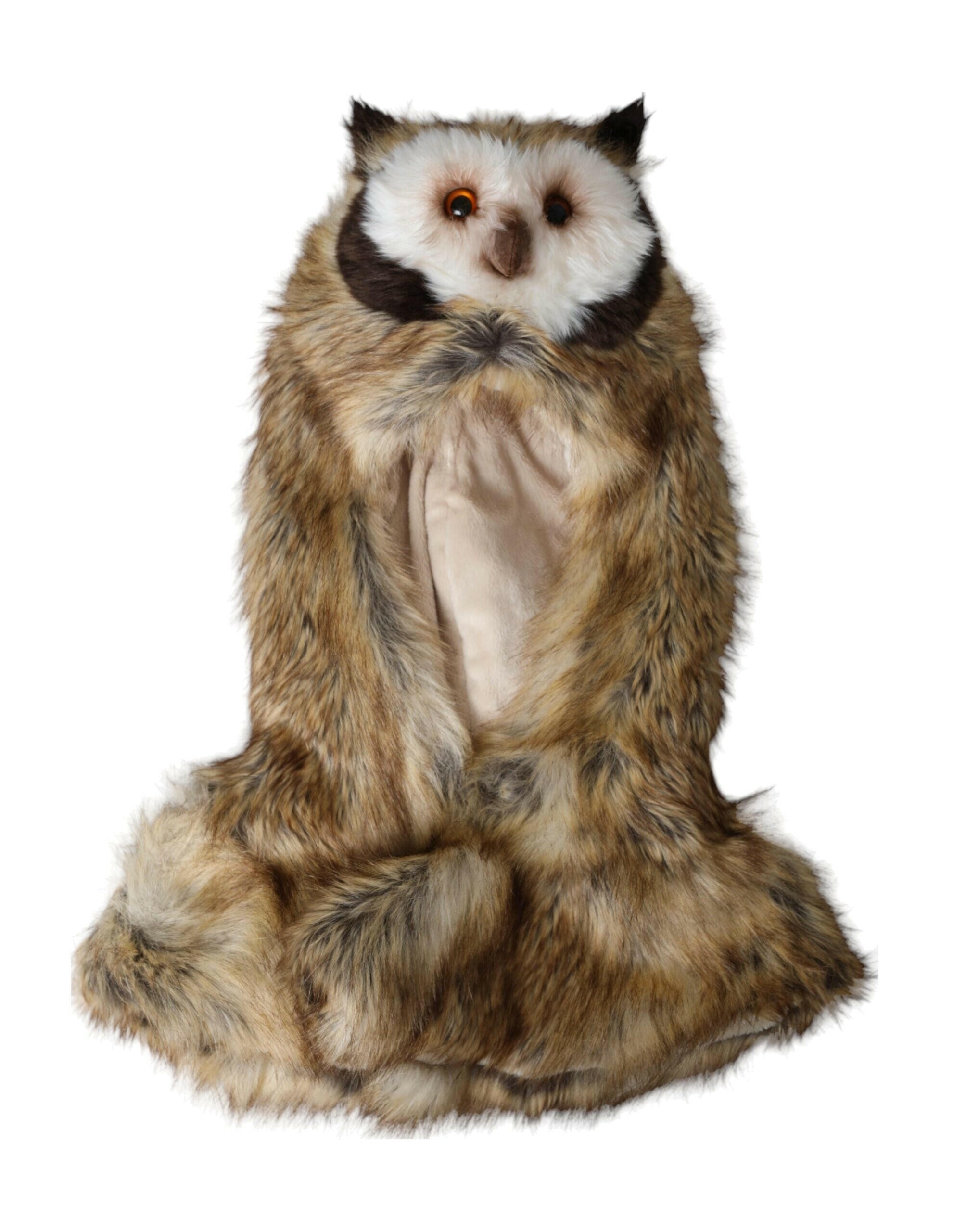 Dolce & Gabbana Brown Owl Faux Fur Whole Head Cap Hat -   -  Dolce & Gabbana.
