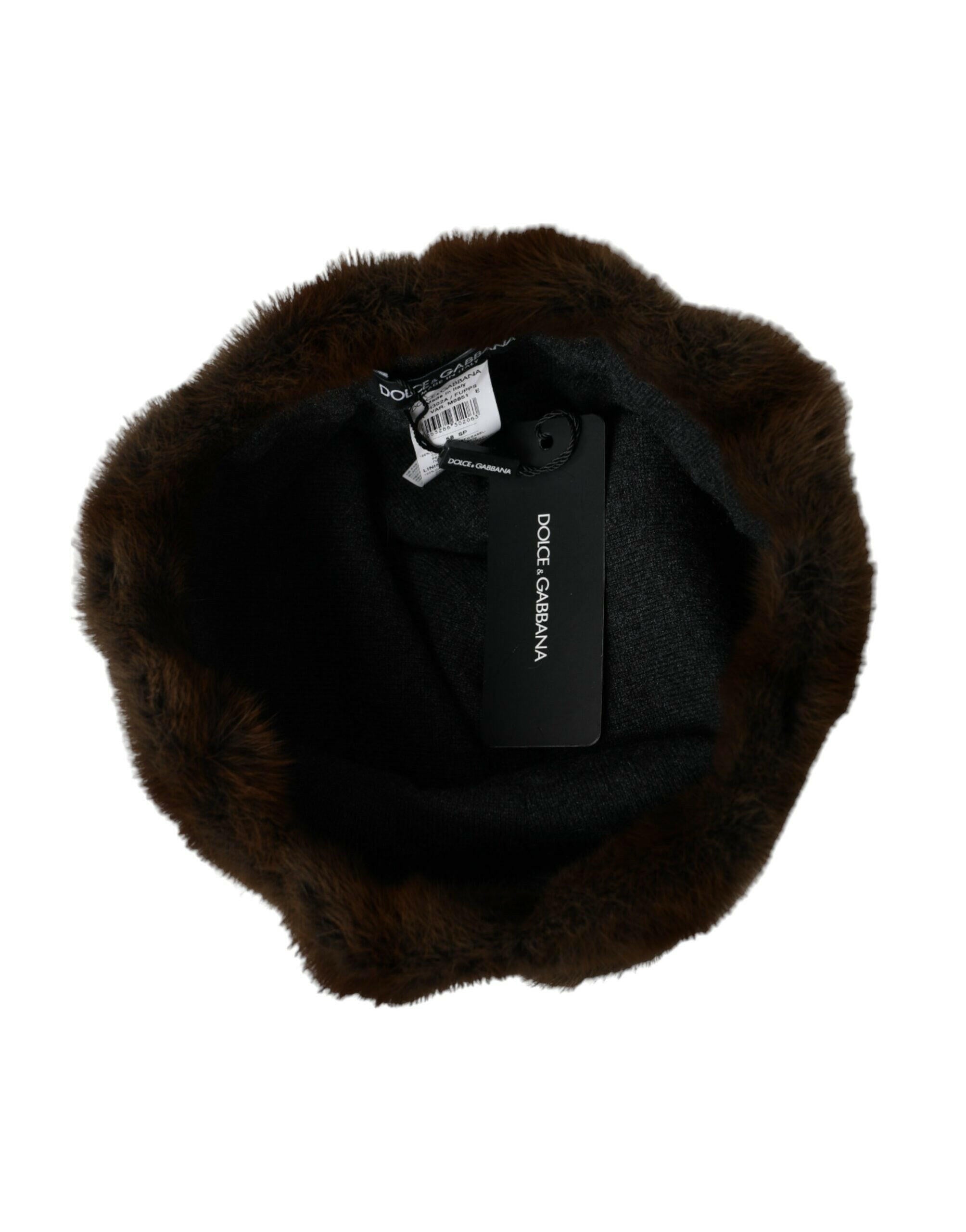 Dolce & Gabbana Brown Weasel Fur Womens Cashmere Hat Beanie -   -  Dolce & Gabbana.