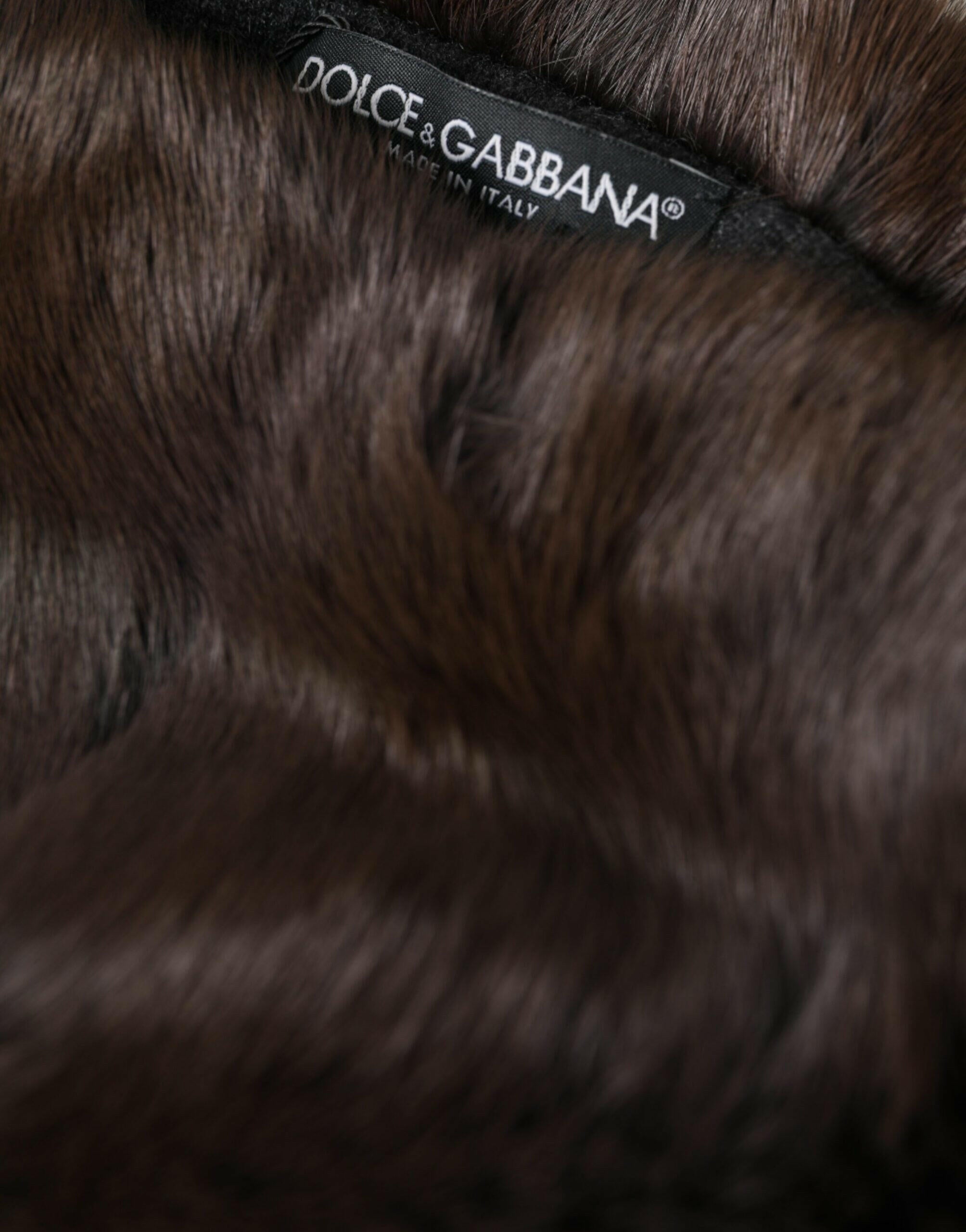 Dolce & Gabbana Brown Weasel Fur Womens Cashmere Hat Beanie -   -  Dolce & Gabbana.