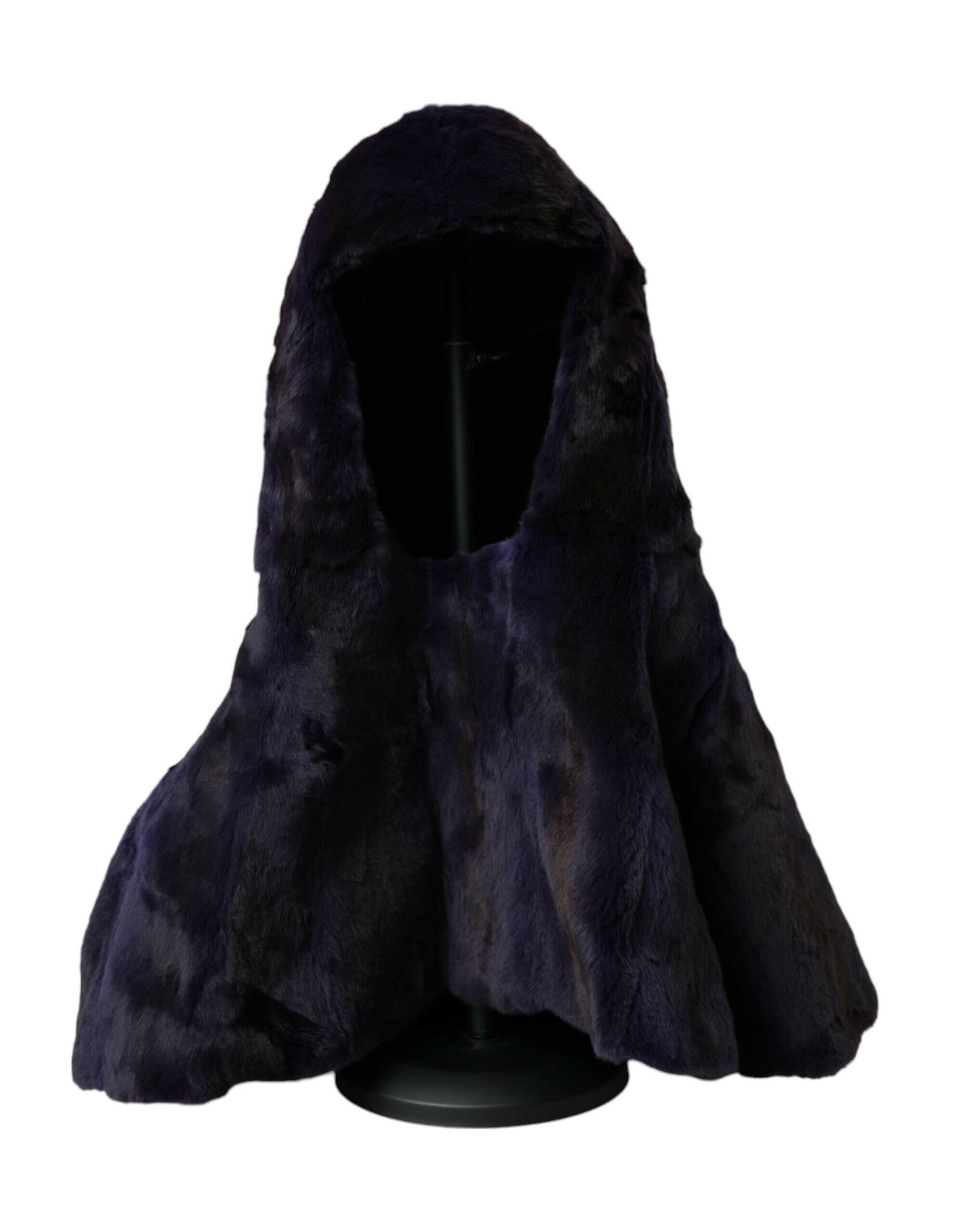 Dolce & Gabbana Black Weasel Fur Whole Head Wrap Hat -   -  Dolce & Gabbana.