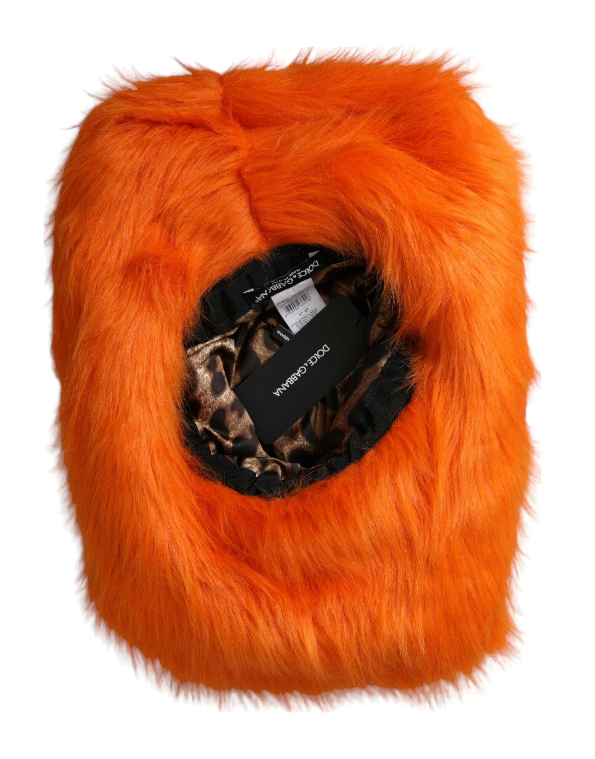 Dolce & Gabbana Orange Faux Fur Polyester Fedora Hat -   -  Dolce & Gabbana.