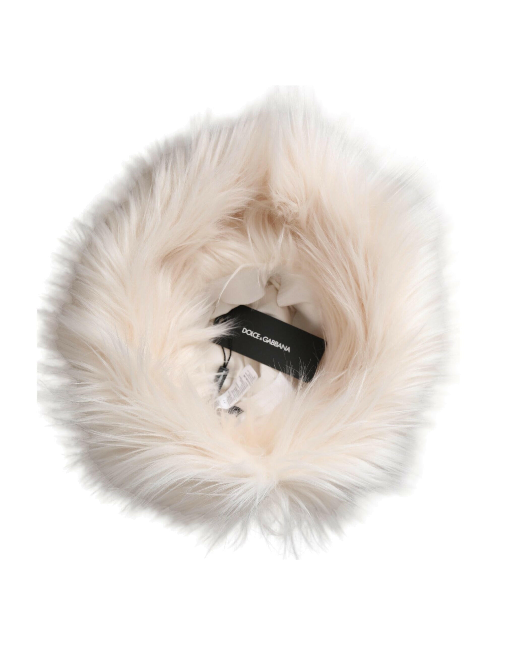 Dolce & Gabbana White Acrylic Fur Womens Bucket Hat -   -  Dolce & Gabbana.