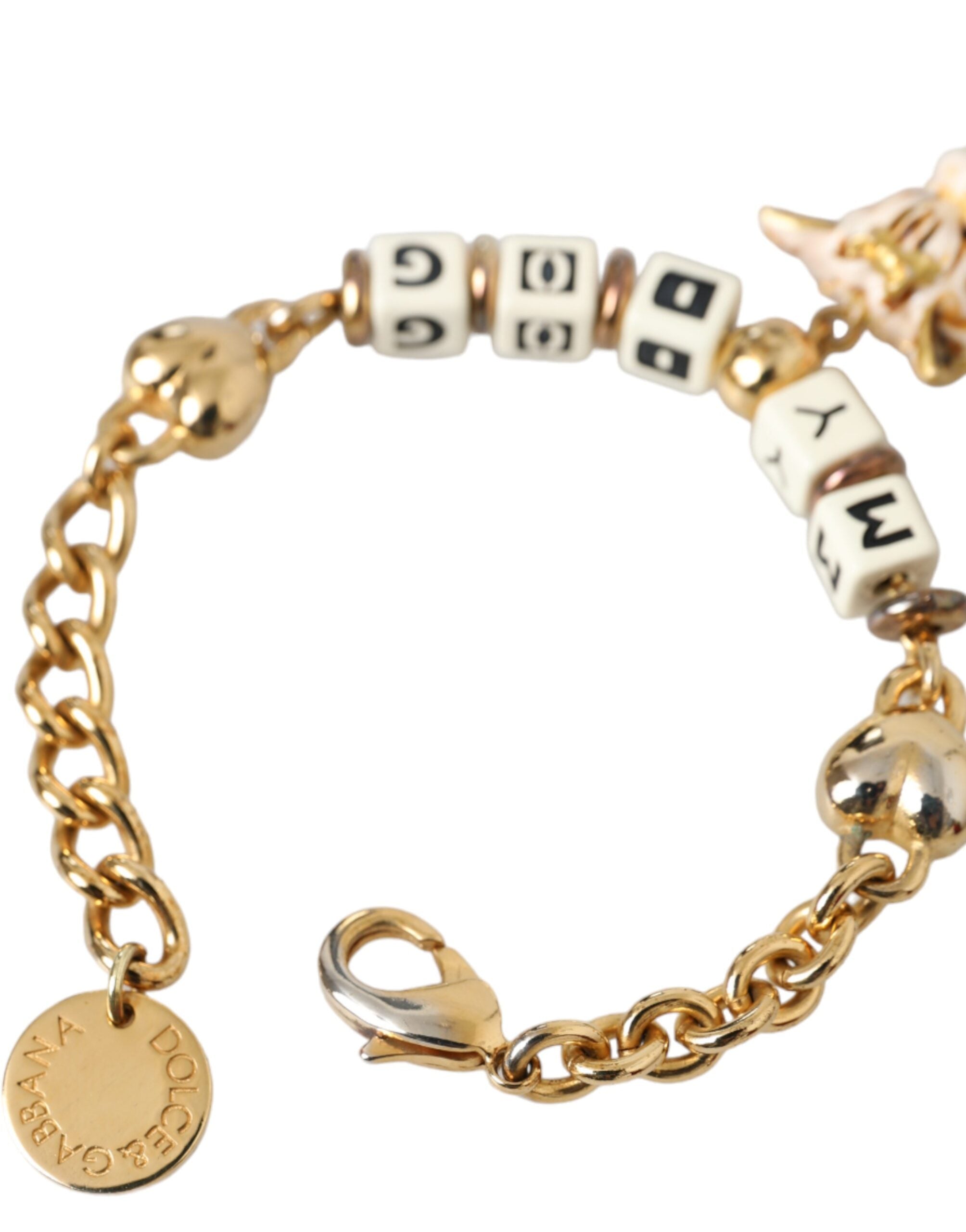 Dolce & Gabbana Gold Tone Brass Chain MY DOG Heart Bracelet -   -  Dolce & Gabbana.