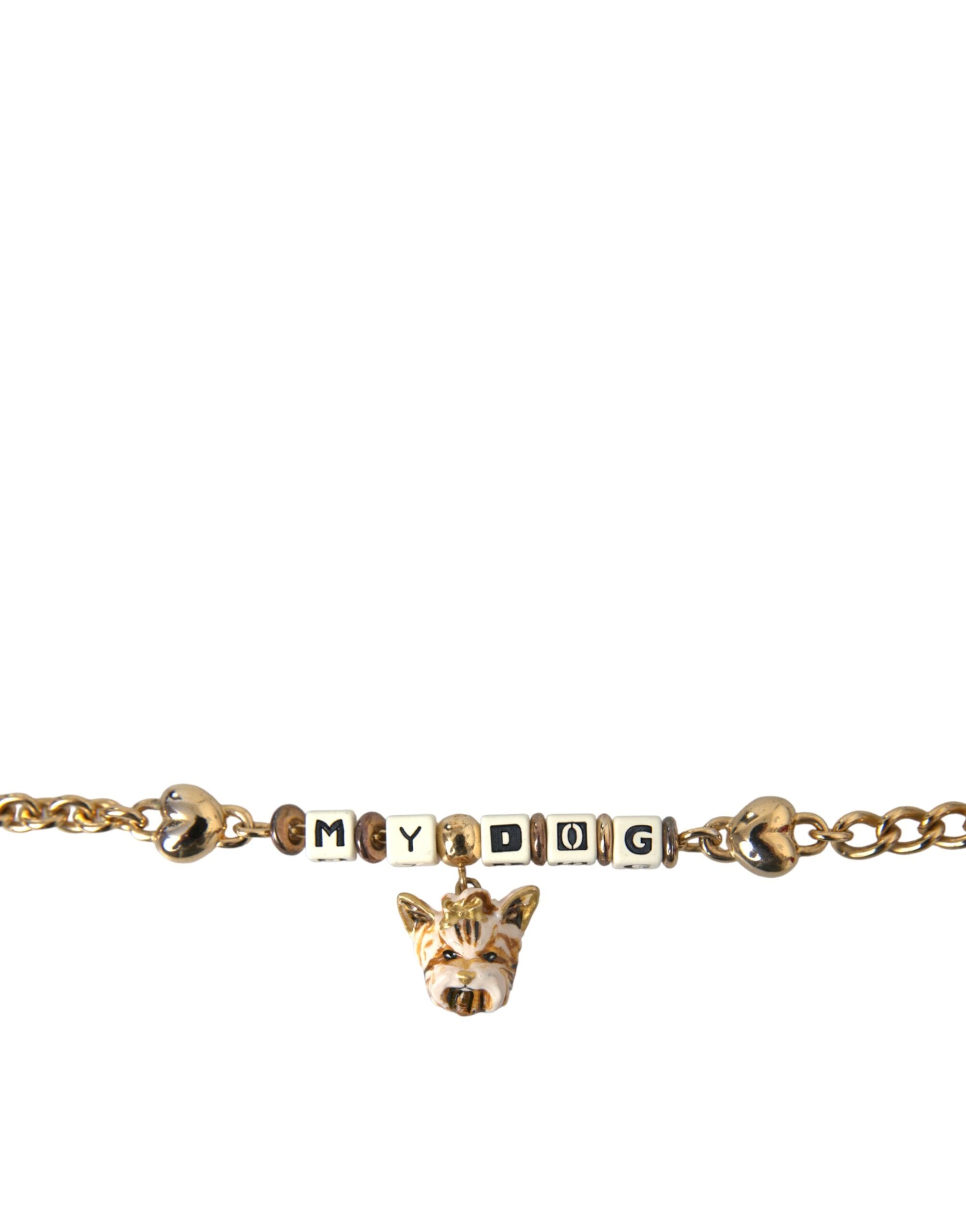Dolce & Gabbana Gold Tone Brass Chain MY DOG Heart Bracelet -   -  Dolce & Gabbana.