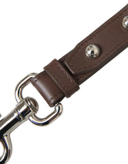 Dolce & Gabbana Brown Plain Leather Silver Brass Keyring Holder Keychain -   -  Dolce & Gabbana.