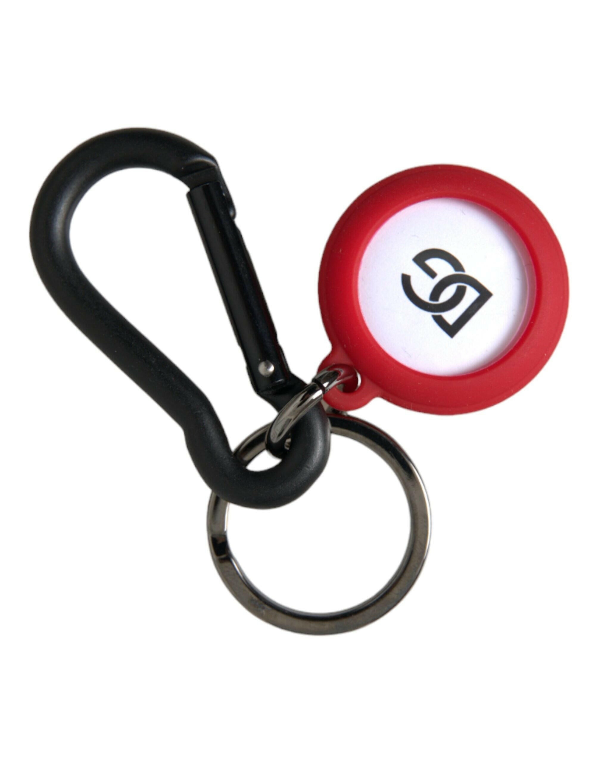 Dolce & Gabbana Red Rubber DG Logo Round Metal Brass Keyring Keychain -  Men´s Keychains -  Dolce & Gabbana.