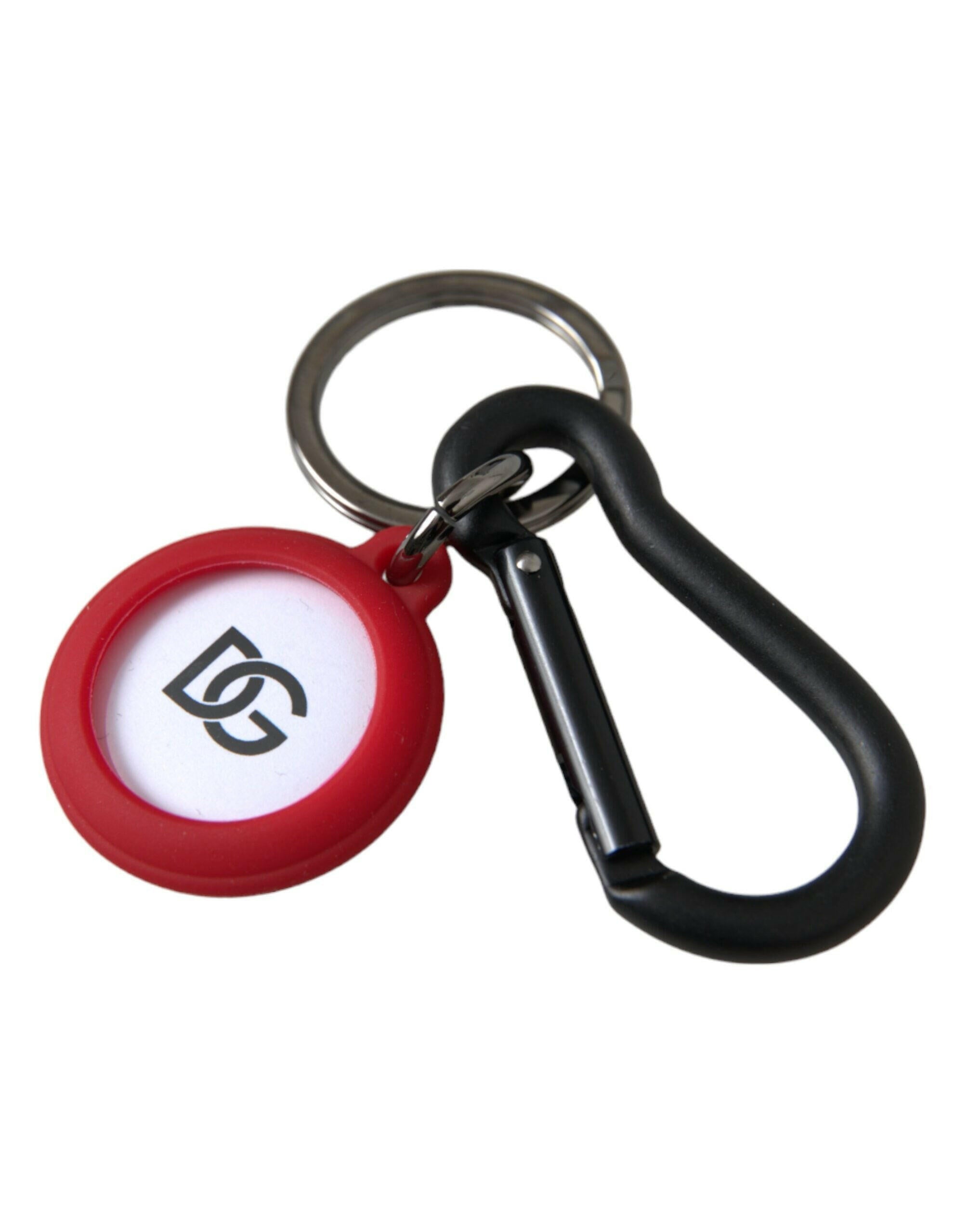 Dolce & Gabbana Red Rubber DG Logo Round Metal Brass Keyring Keychain -  Men´s Keychains -  Dolce & Gabbana.